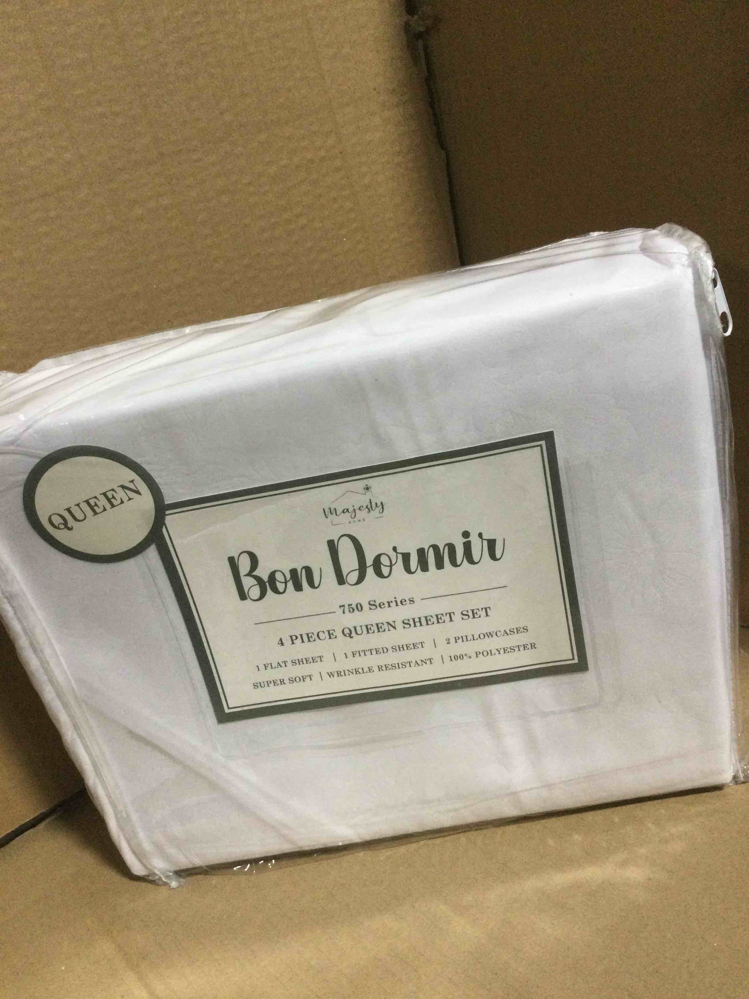 queen Bon Dormir 750 series 4 piece queen sheet set includes one flat sheet one fitted sheet two pillowcases
