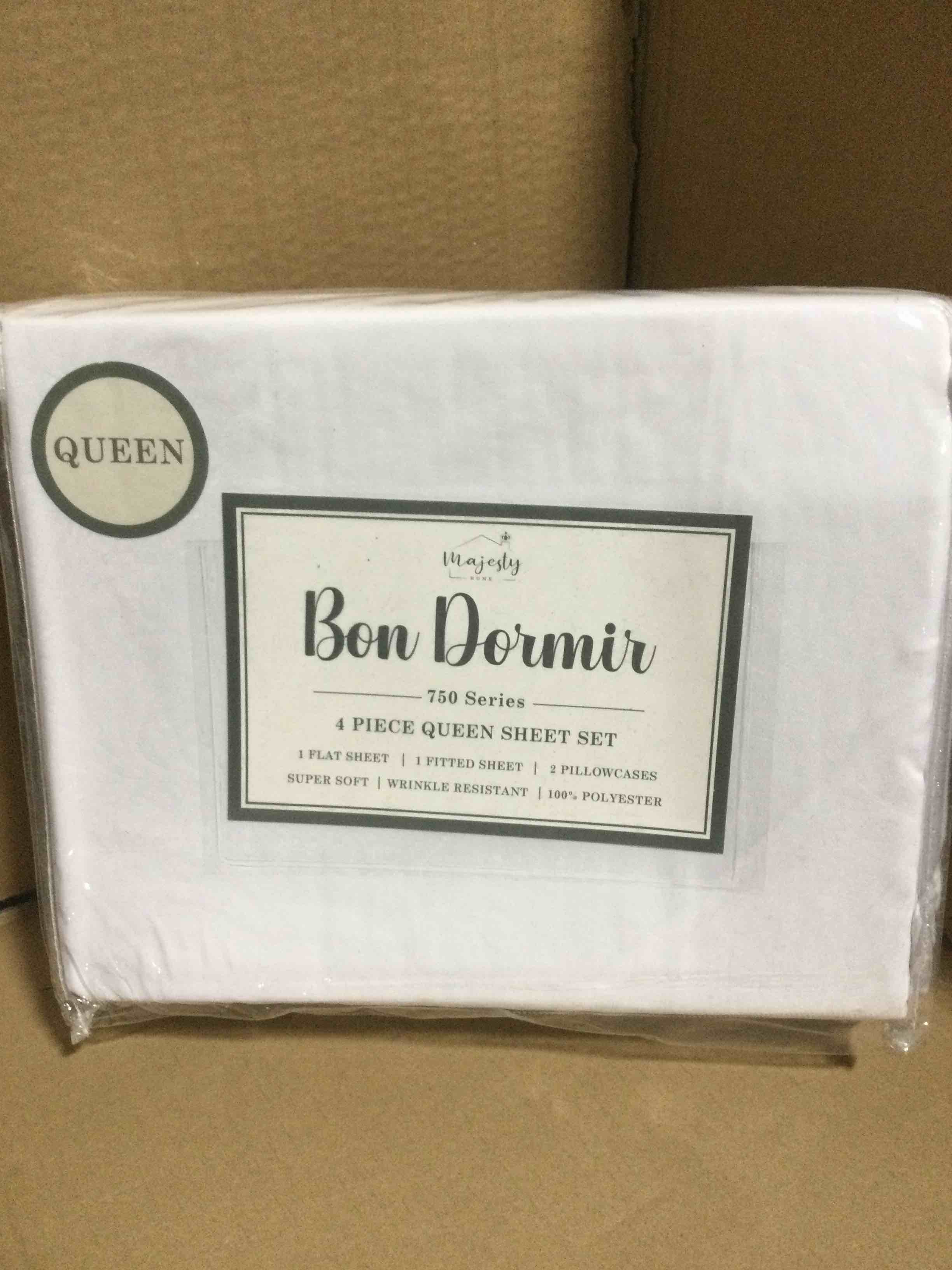 queen Bon Dormir 750 series 4 piece queen sheet set includes one flat sheet one fitted sheet two pillowcases