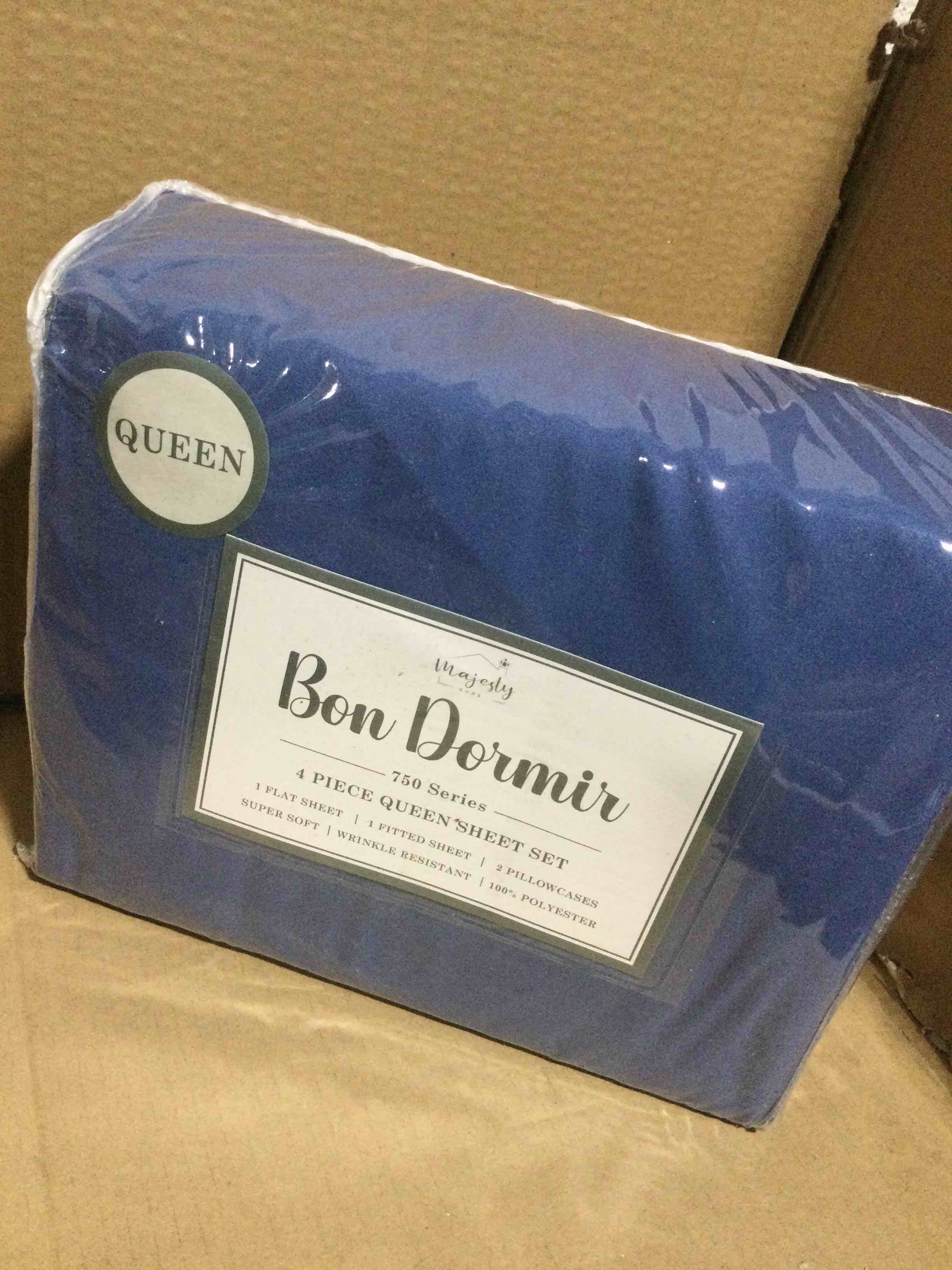 queen Bon Dormir 750 series 4 piece queen sheet set includes one flat sheet one fitted sheet two pillowcases
