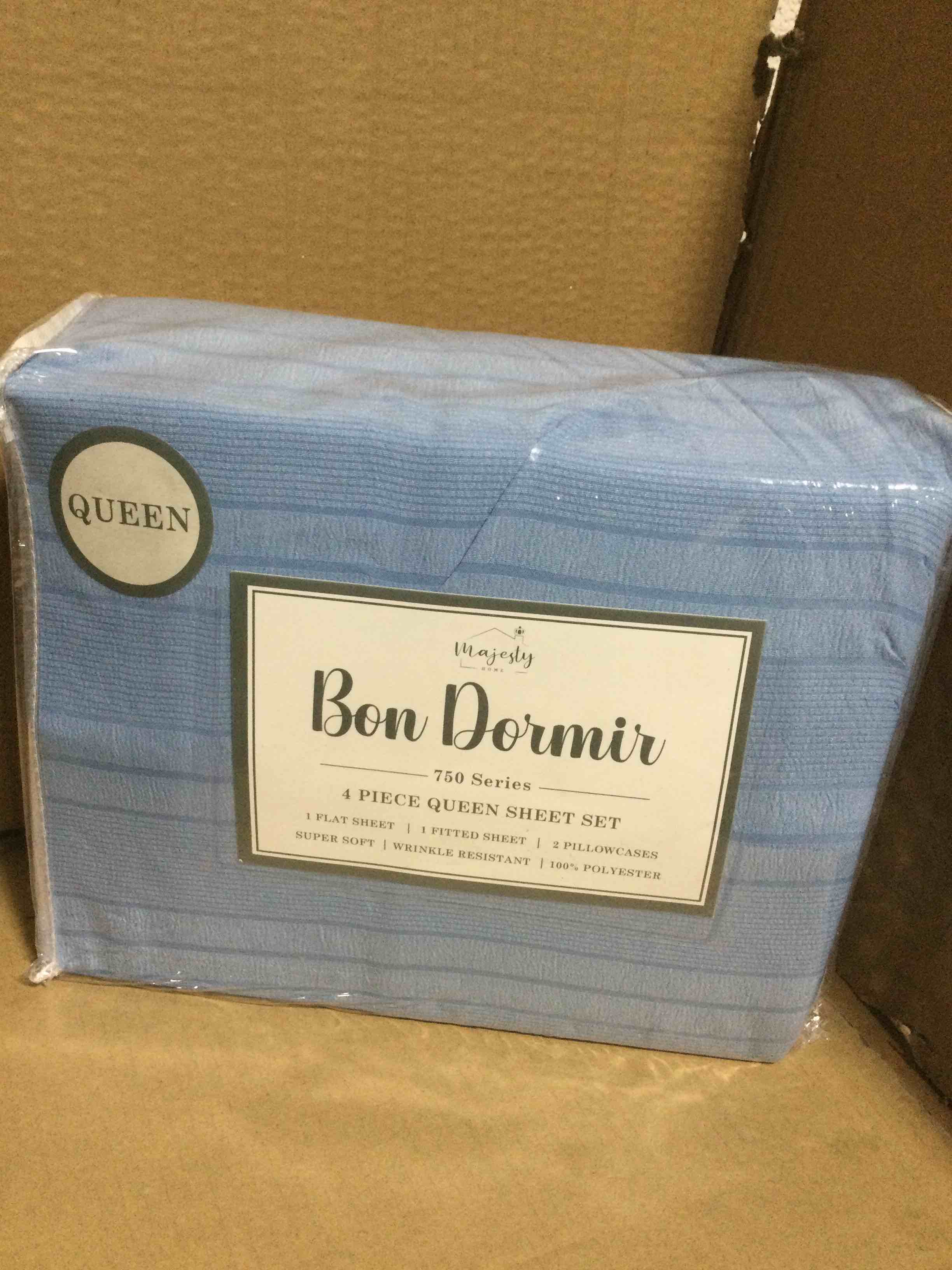 queen Bon Dormir 750 series 4 piece queen sheet set includes one flat sheet one fitted sheet two pillowcases