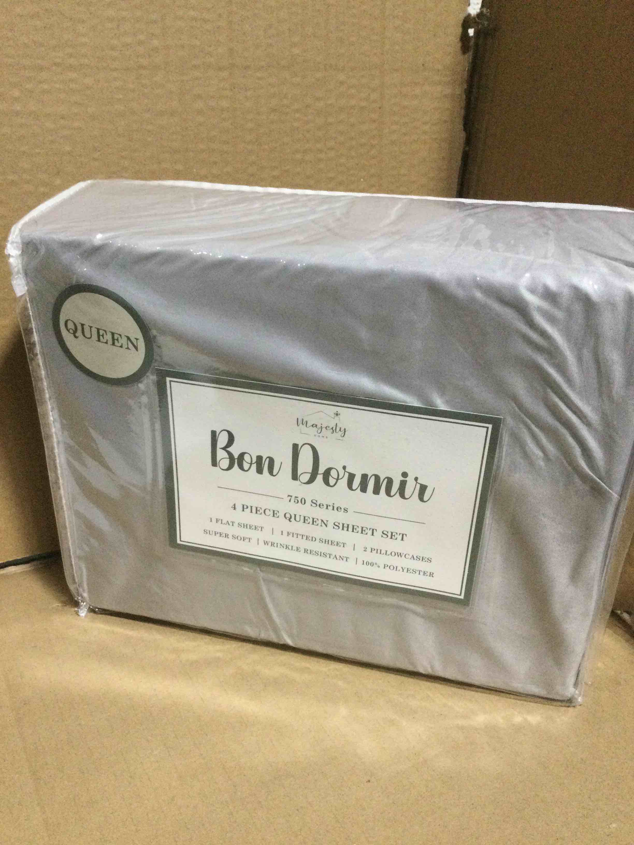 queen Bon Dormir 750 series 4 piece queen sheet set includes one flat sheet one fitted sheet two pillowcases