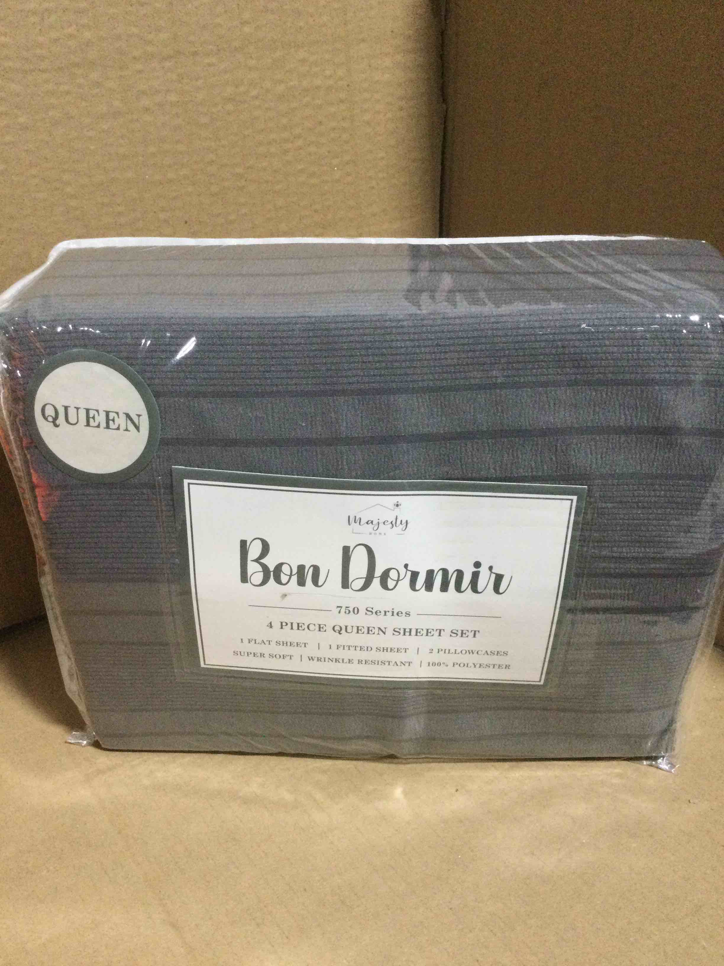 queen Bon Dormir 750 series 4 piece queen sheet set includes one flat sheet one fitted sheet two pillowcases