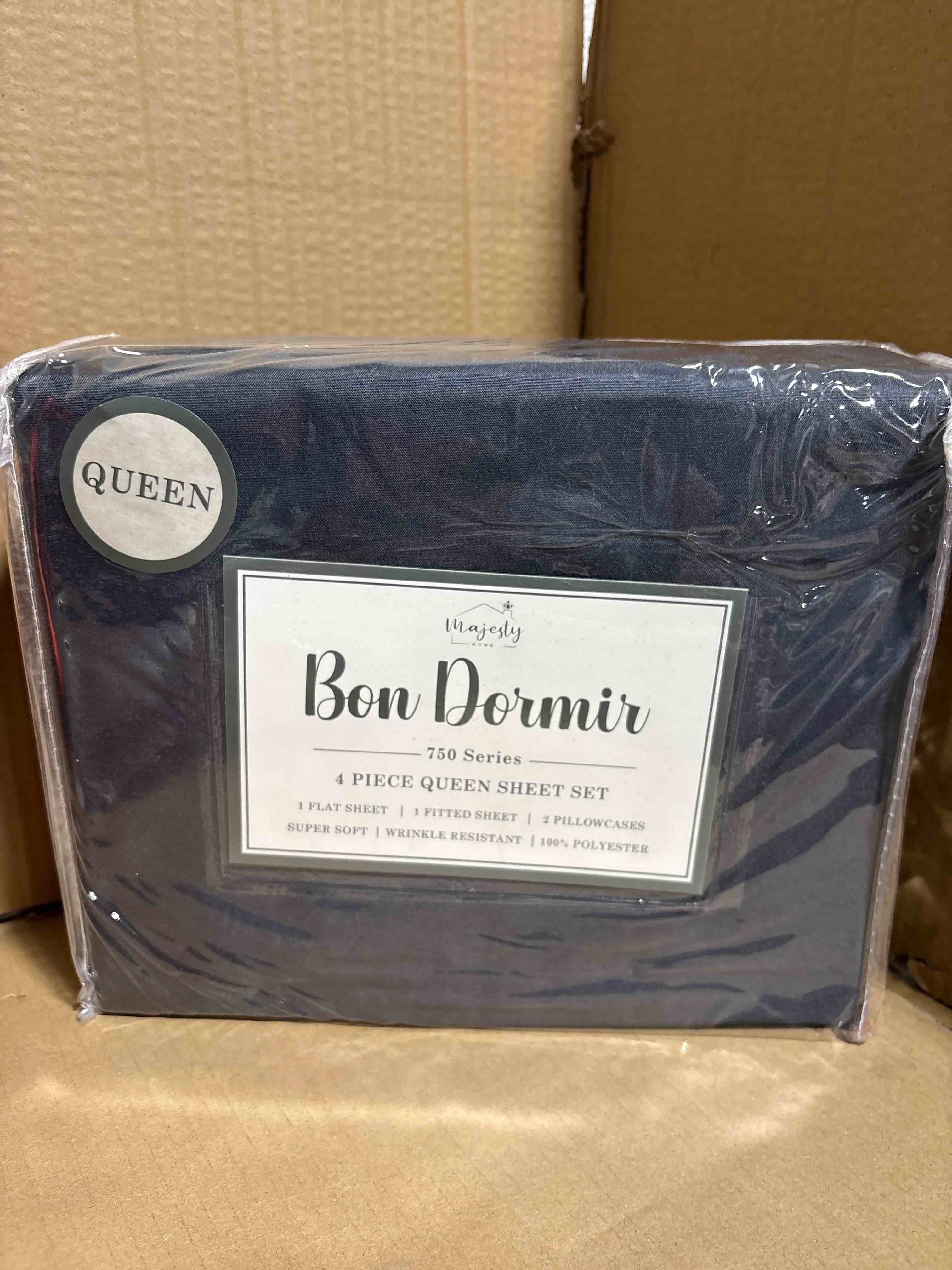 Queen Bon Dormir 750 series 4 piece queen sheet set includes one flat sheet one fitted sheet two pillowcases