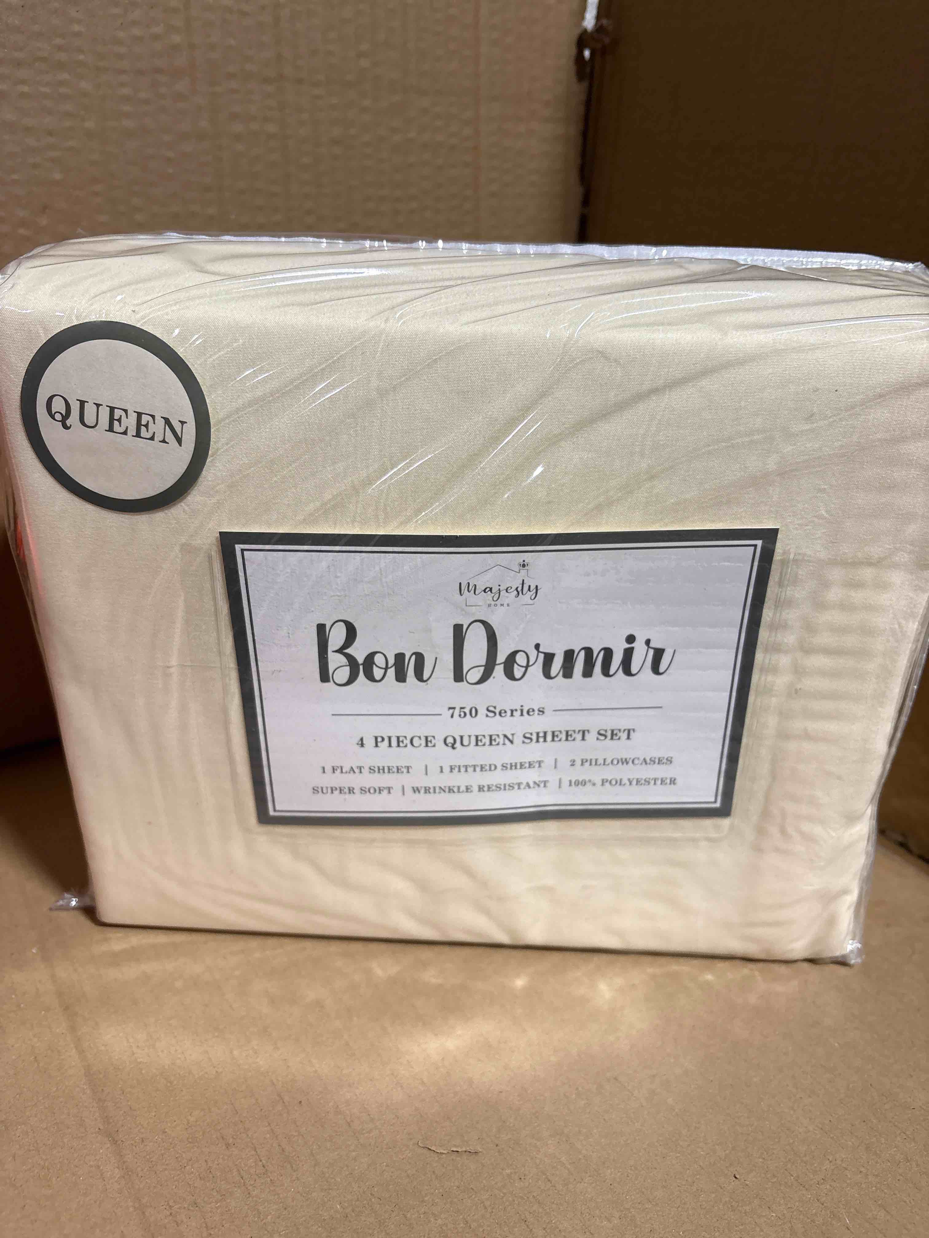 Queen Bon Dormir 750 series 4 piece queen sheet set includes one flat sheet one fitted sheet two pillowcases