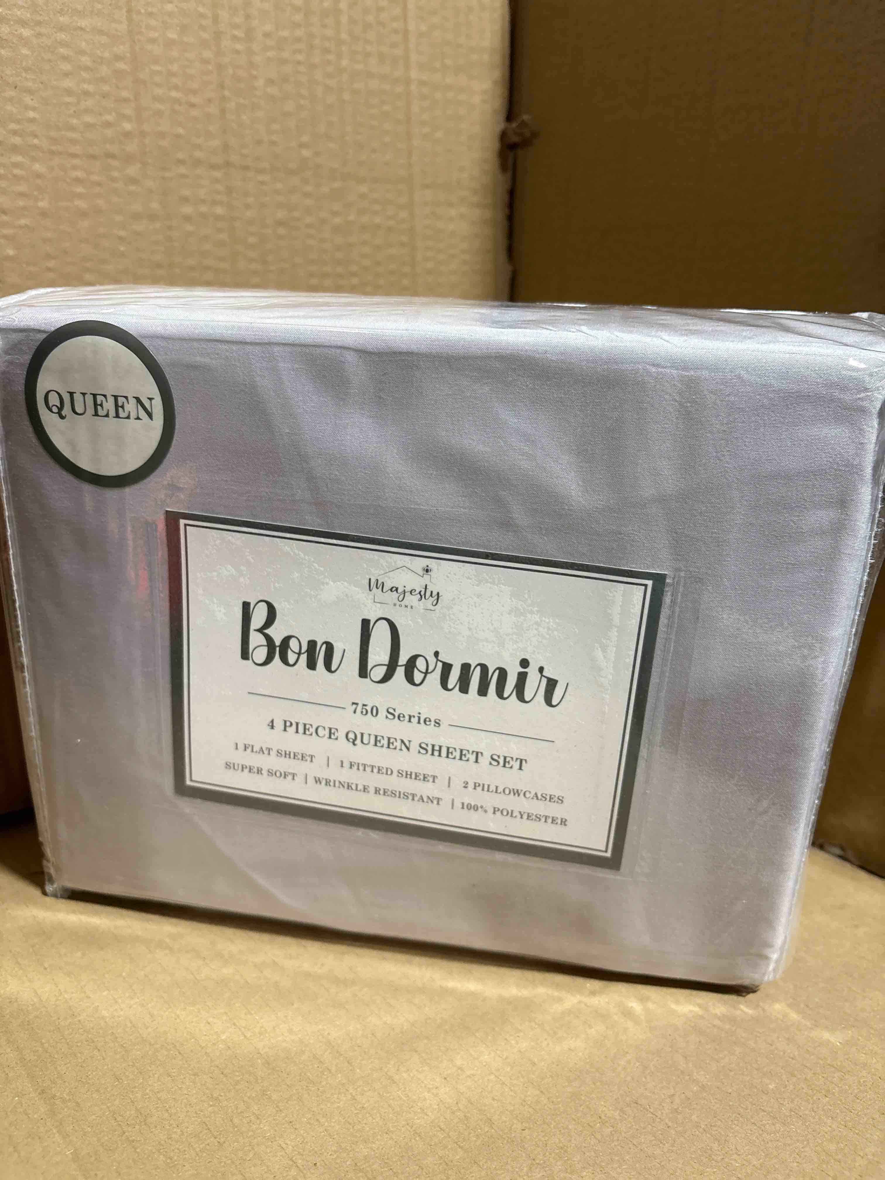 Queen Bon Dormir 750 series 4 piece queen sheet set includes one flat sheet one fitted sheet two pillowcases