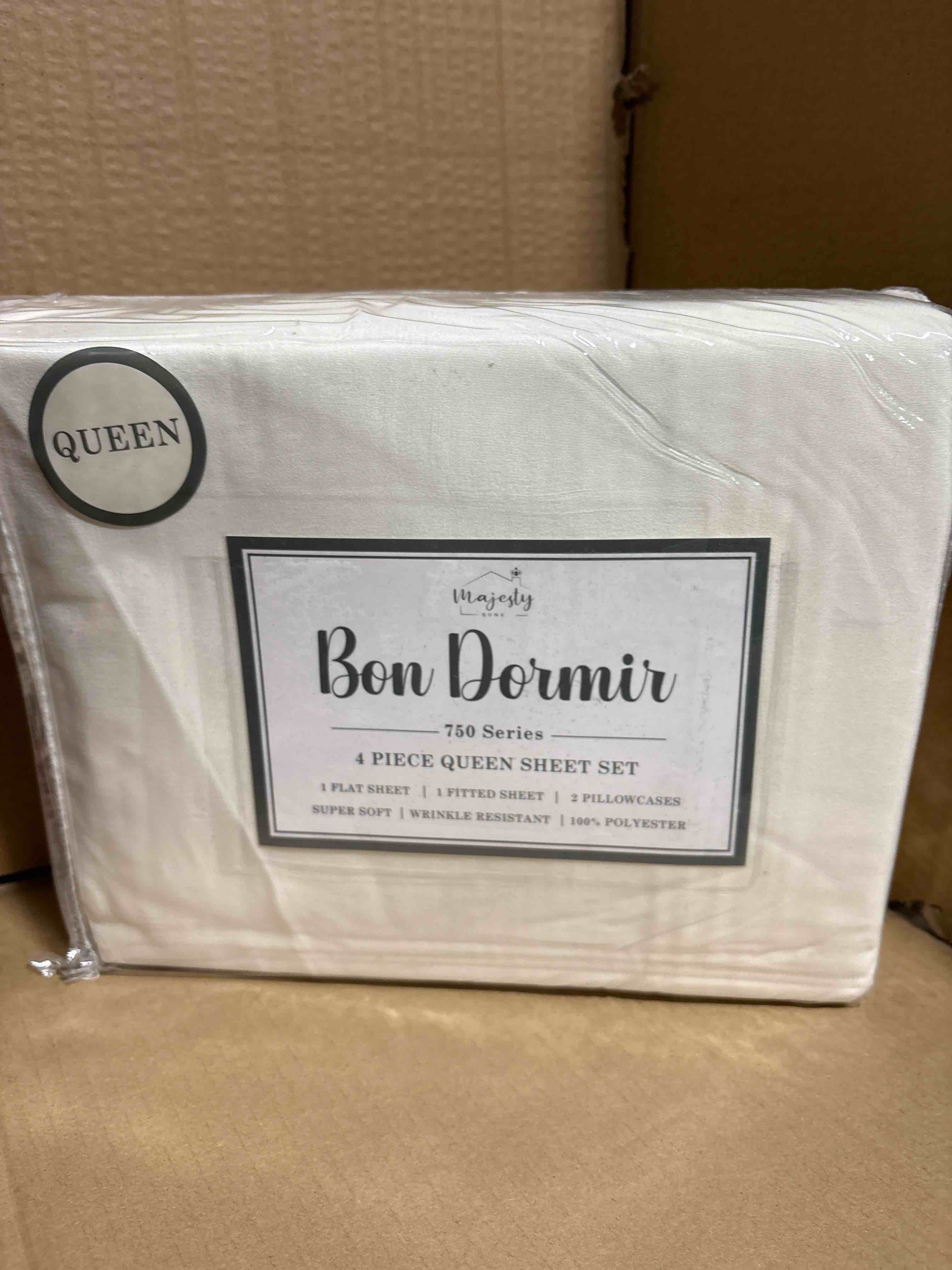 Queen Bon Dormir 750 series 4 piece queen sheet set includes one flat sheet one fitted sheet two pillowcases