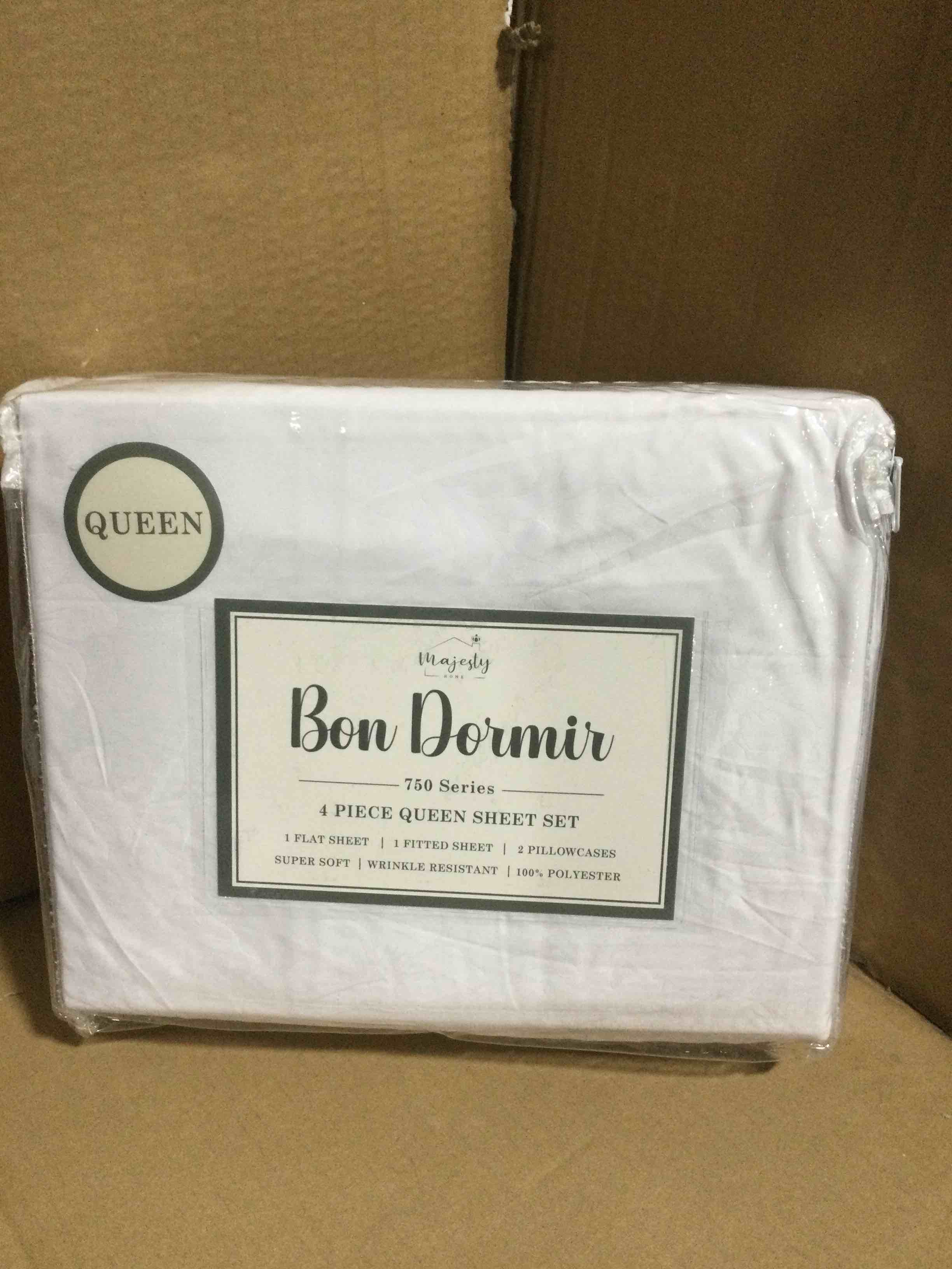 Bon Dormir 750 series 4 piece queen sheet set includes one flat sheet one fitted sheet two pillowcases