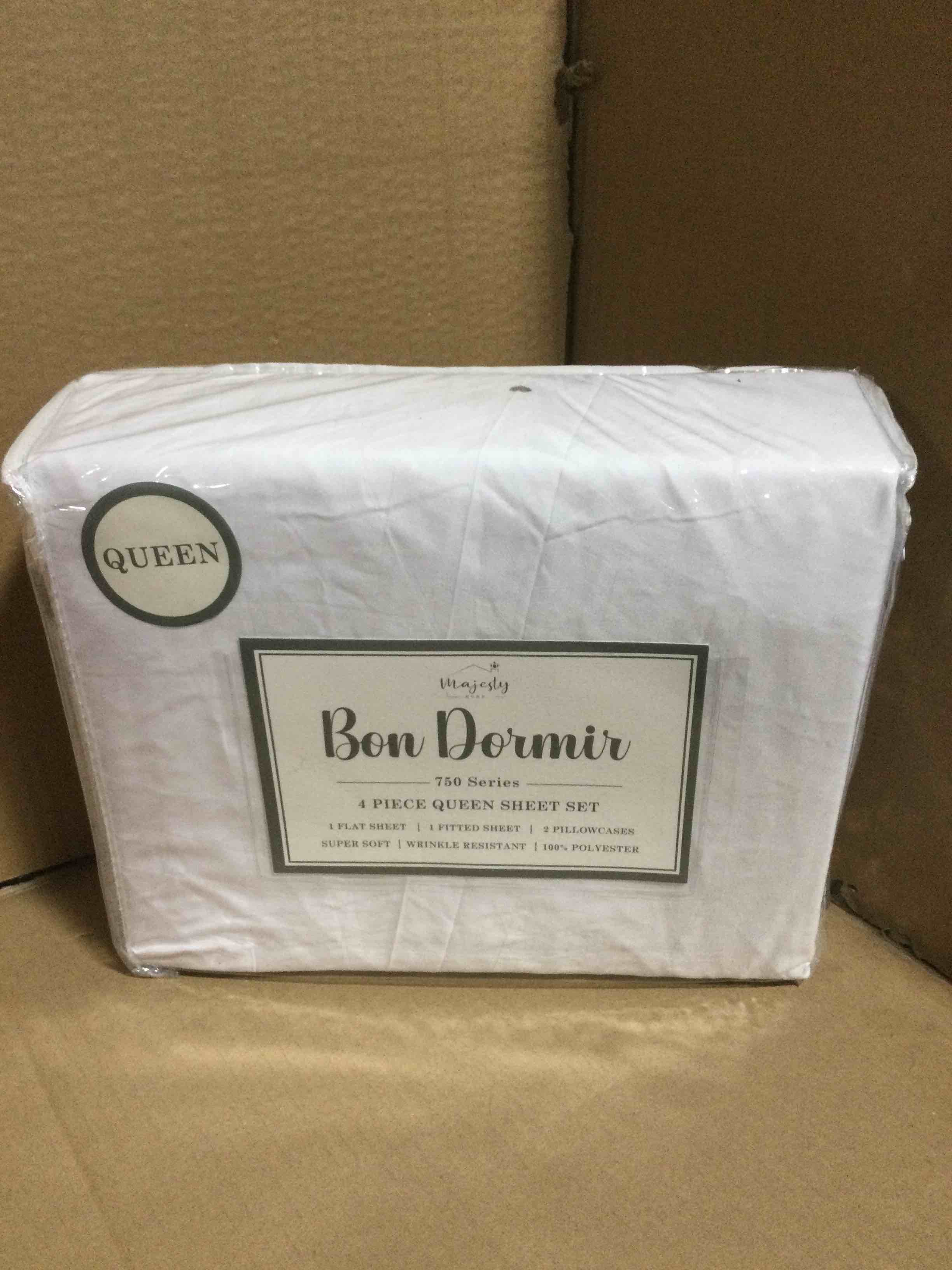 Queen Bon Dormir 750 series 4 piece queen sheet set includes one flat sheet one fitted sheet two pillowcases