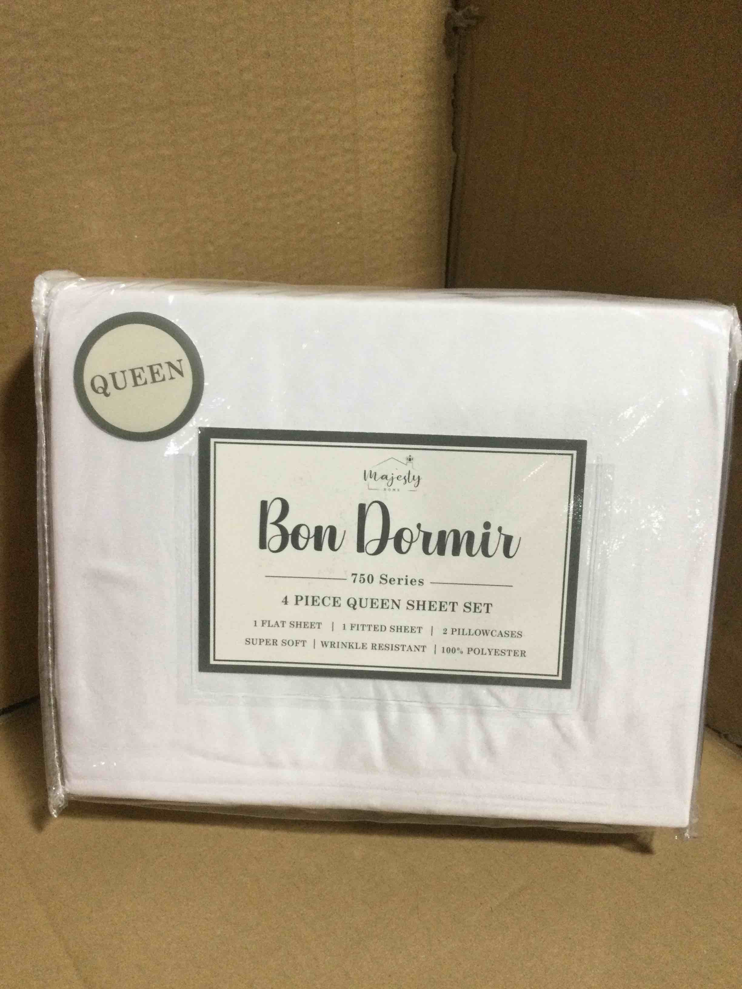 Queen Bon Dormir 750 series 4 piece queen sheet set includes one flat sheet one fitted sheet two pillowcases