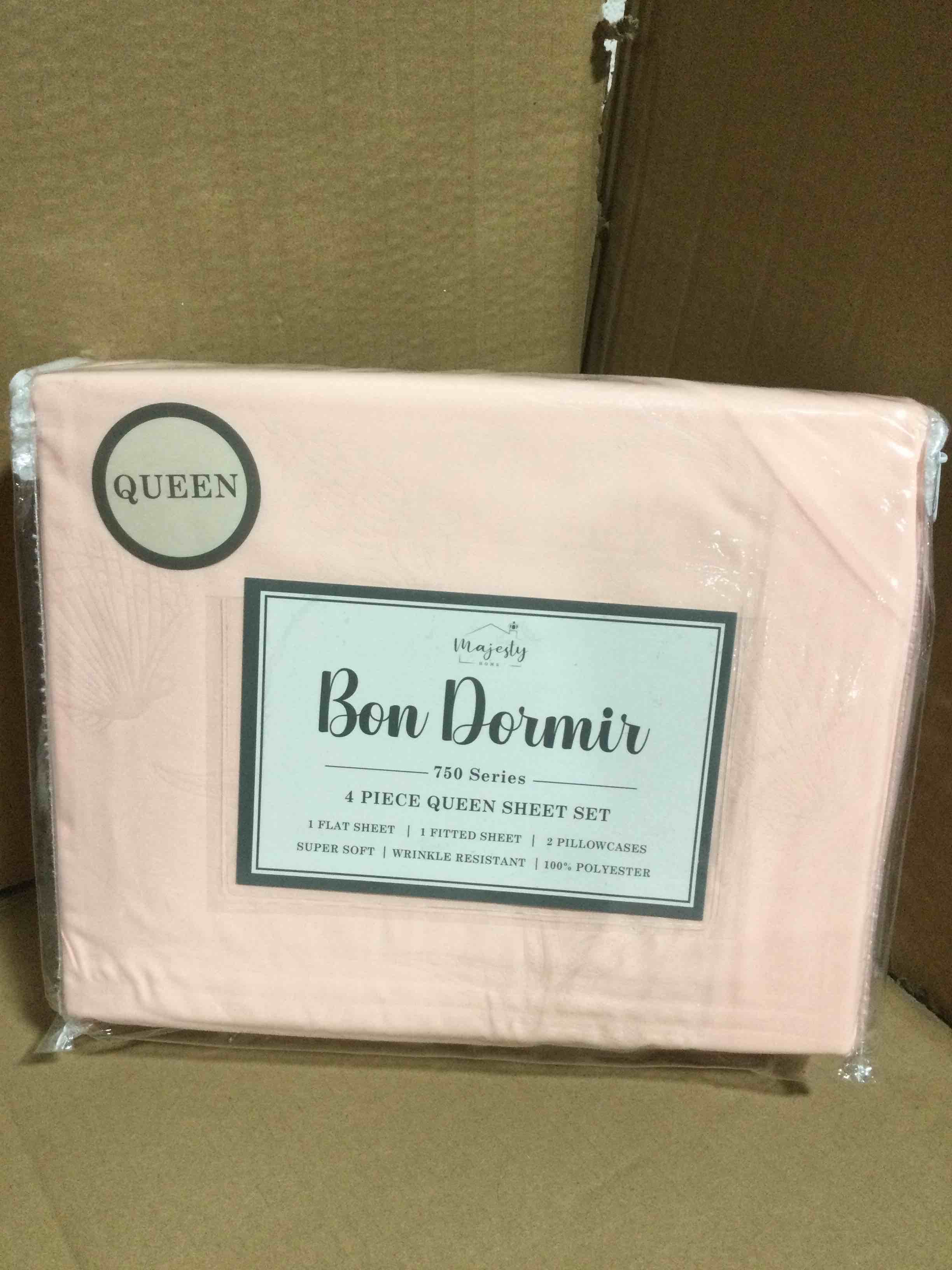 Queen Bon Dormir 750 series 4 piece queen sheet set includes one flat sheet one fitted sheet two pillowcases
