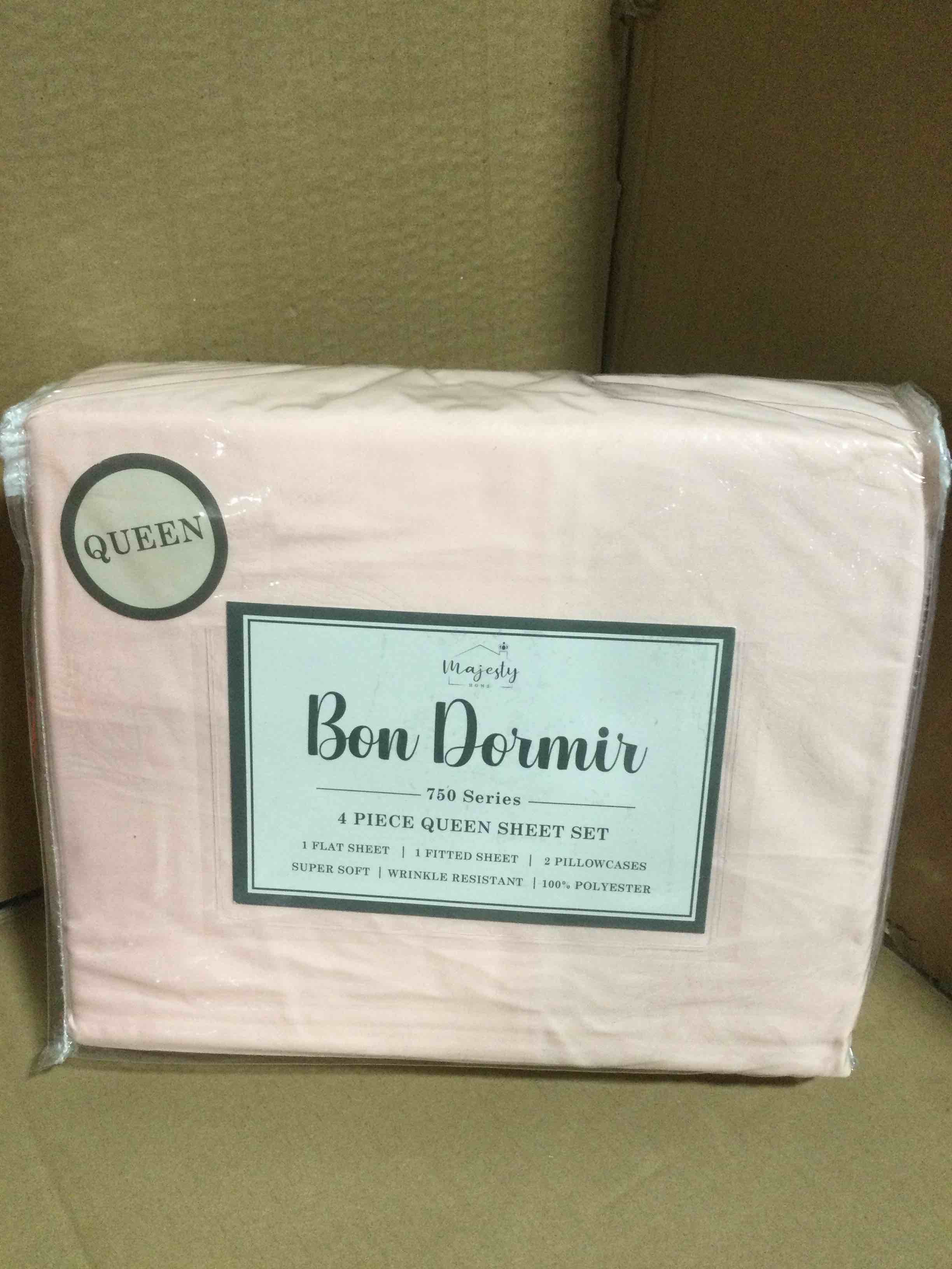 Queen Bon Dormir 750 series 4 piece queen sheet set includes one flat sheet one fitted sheet two pillowcases