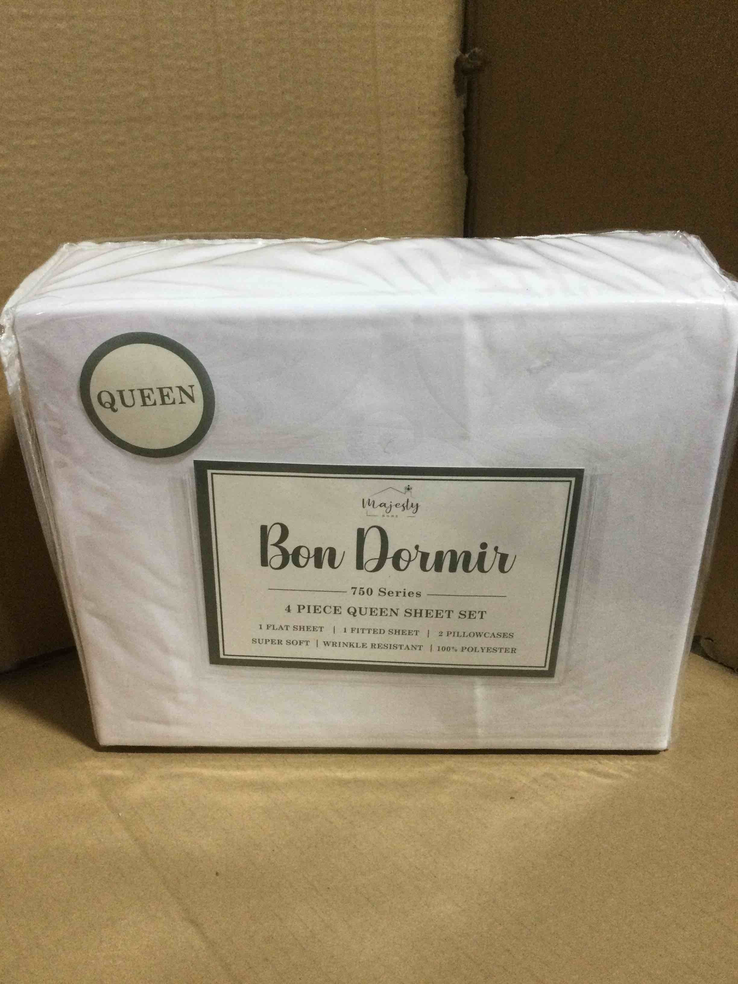 Queen Bon Dormir 750 series 4 piece queen sheet set includes one flat sheet one fitted sheet two pillowcases