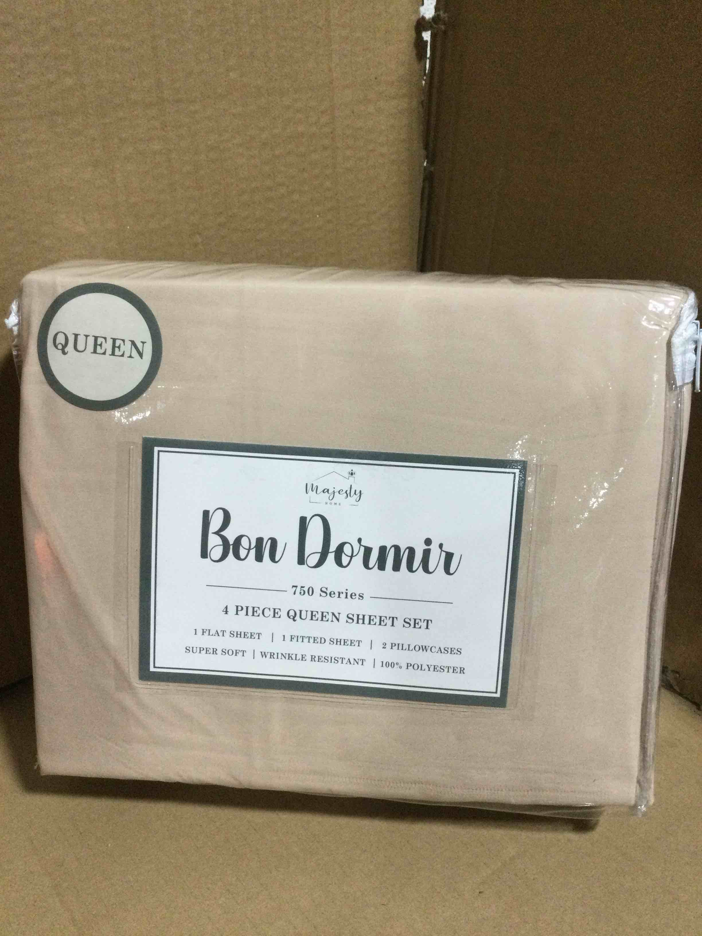 Queen Bon Dormir 750 series 4 piece queen sheet set includes one flat sheet one fitted sheet two pillowcases