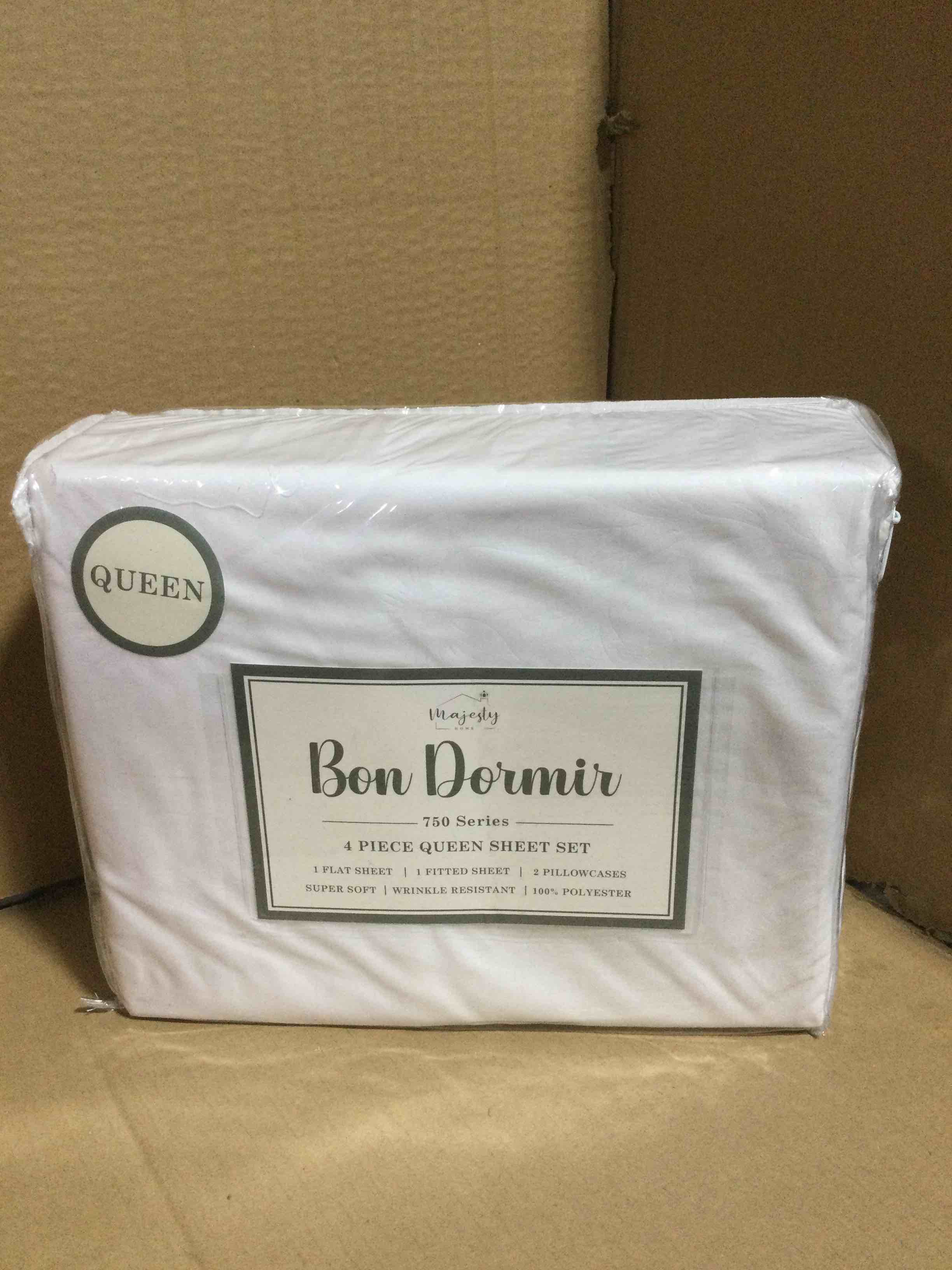 Queen Bon Dormir 750 series 4 piece queen sheet set includes one flat sheet one fitted sheet two pillowcases