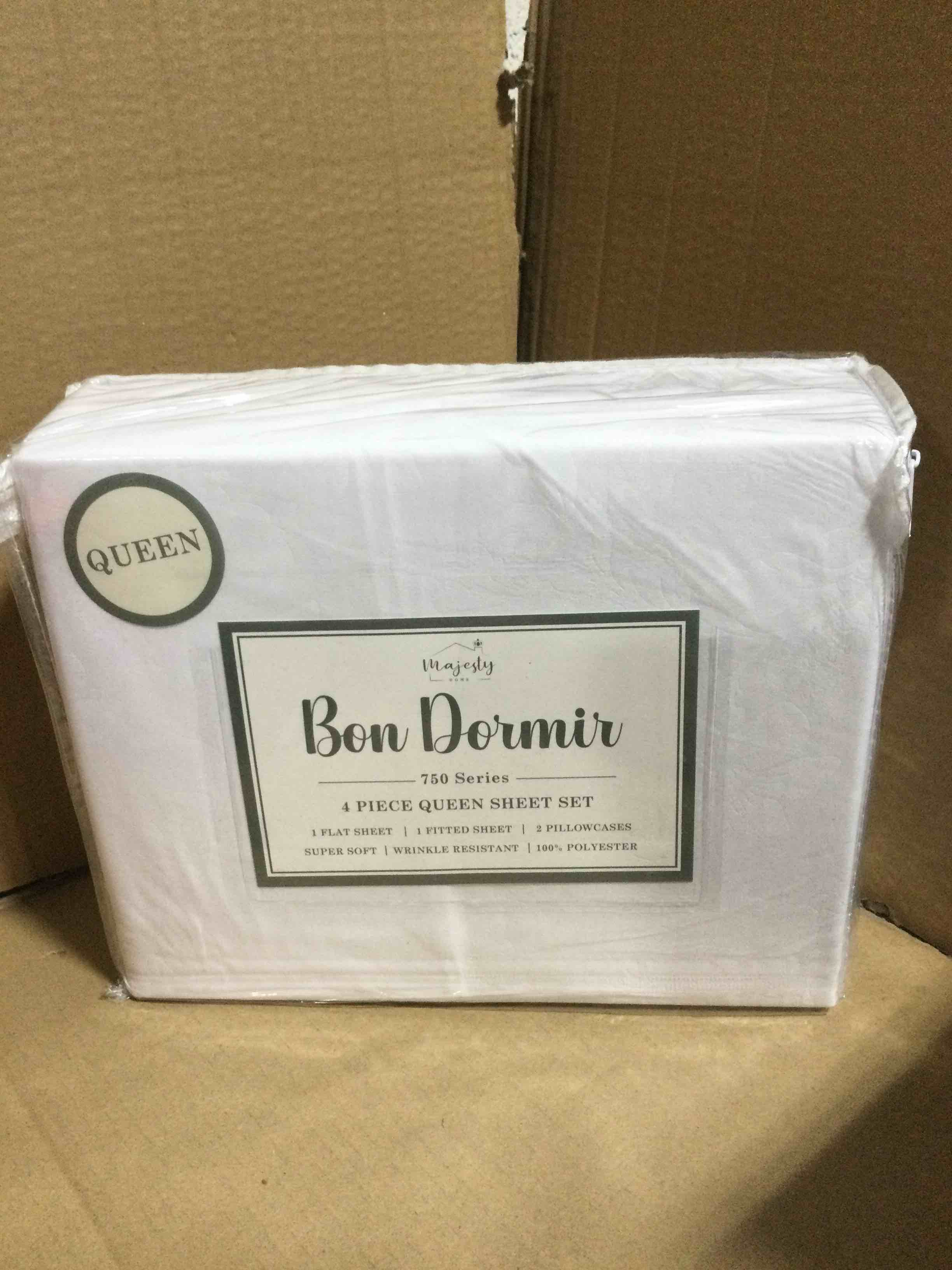 Queen Bon Dormir 750 series 4 piece queen sheet set includes one flat sheet one fitted sheet two pillowcases