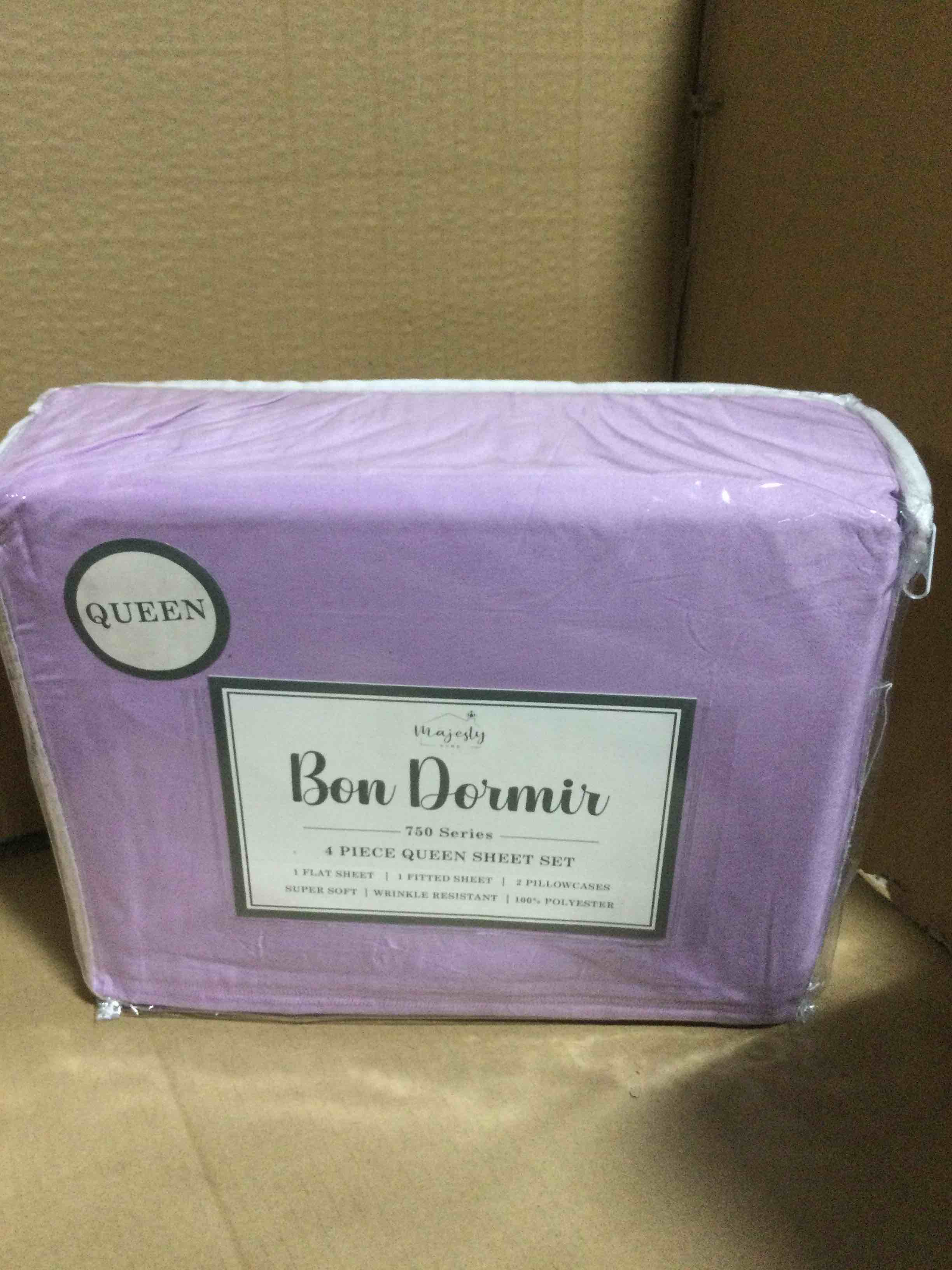 Queen Bon Dormir 750 series 4 piece queen sheet set includes one flat sheet one fitted sheet two pillowcases