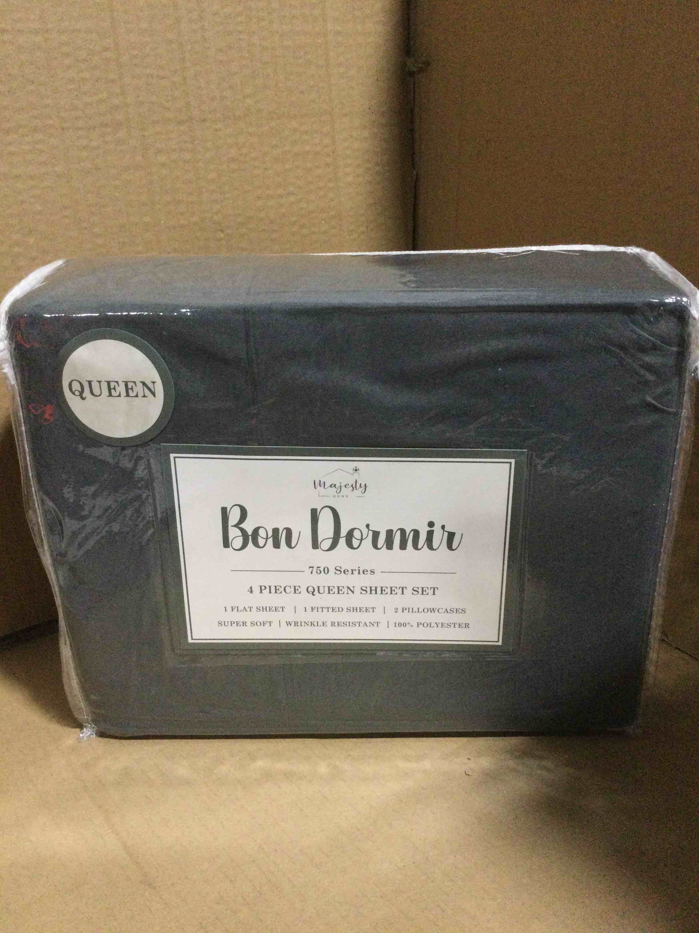 Queen Bon Dormir 750 series 4 piece queen sheet set includes one flat sheet one fitted sheet two pillowcases