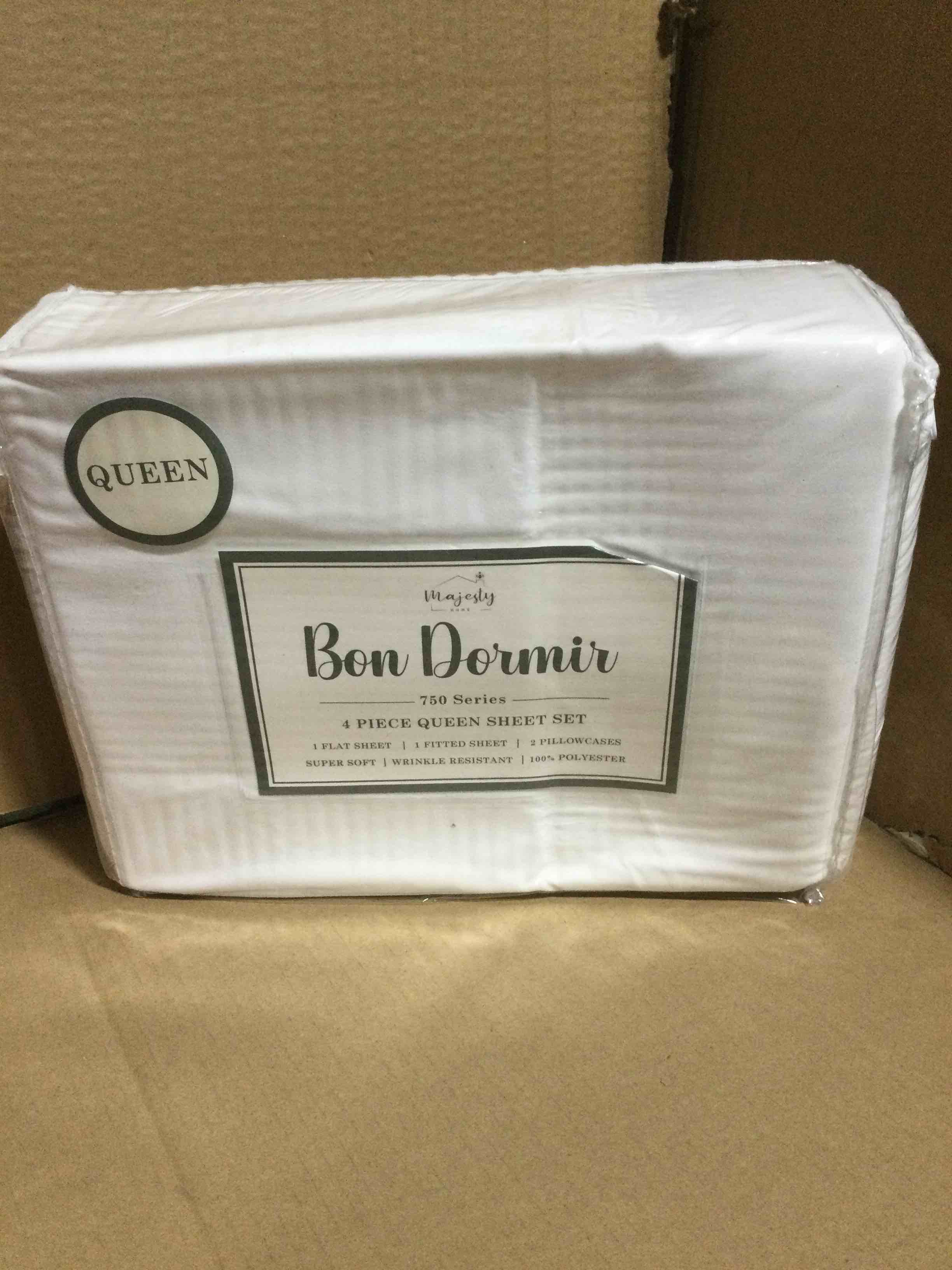 Queen Bon Dormir 750 series 4 piece queen sheet set includes one flat sheet one fitted sheet two pillowcases