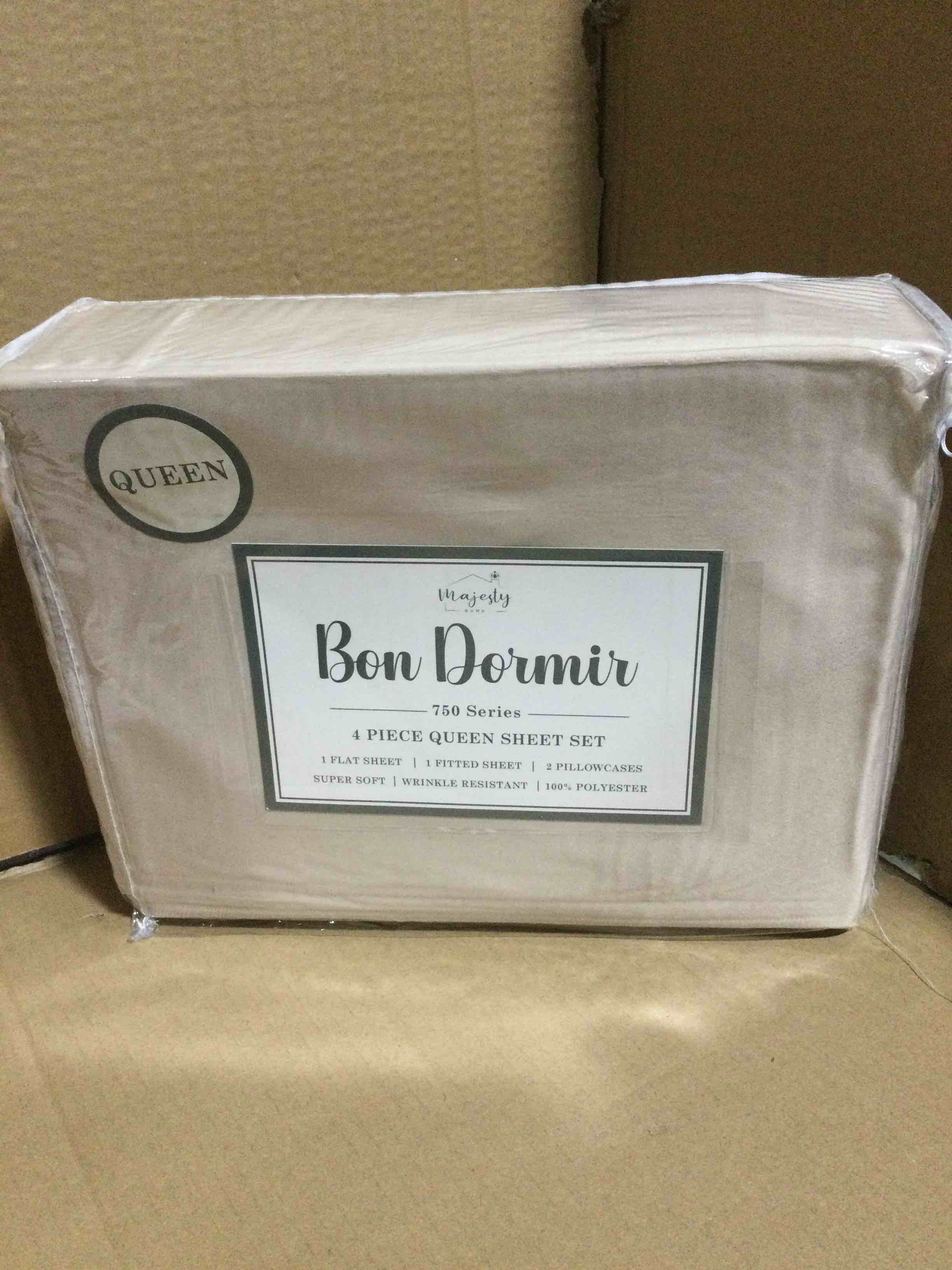 Queen Bon Dormir 750 series 4 piece queen sheet set includes one flat sheet one fitted sheet two pillowcases