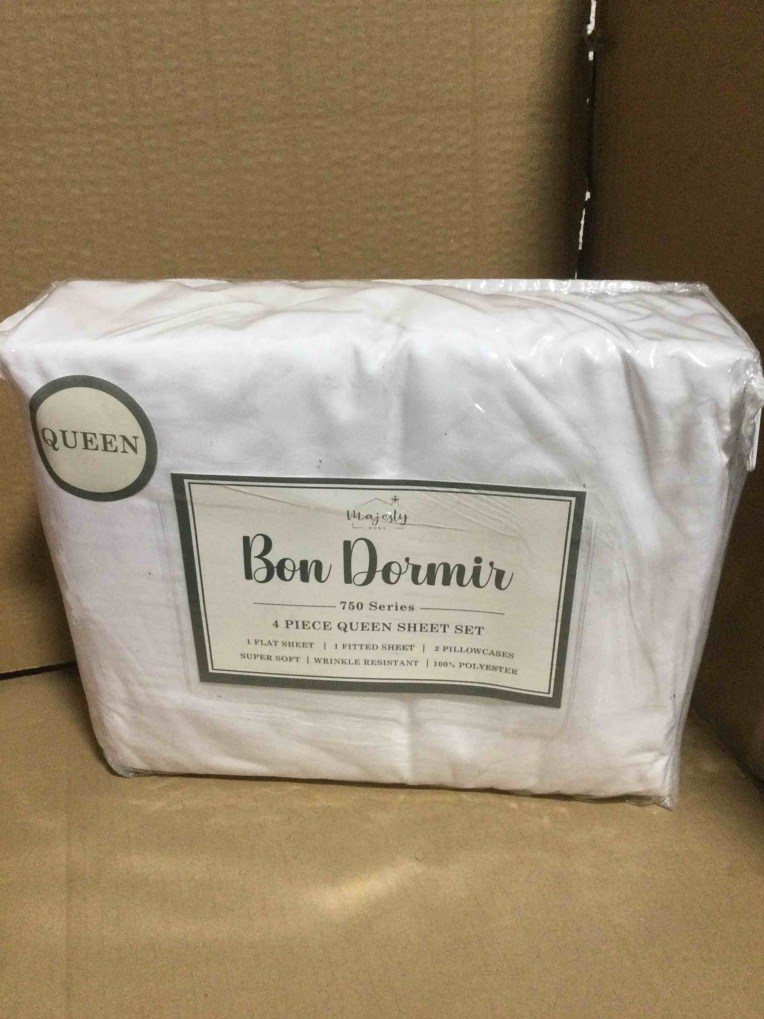 Queen Bon Dormir 750 series 4 piece queen sheet set includes one flat sheet one fitted sheet two pillowcases