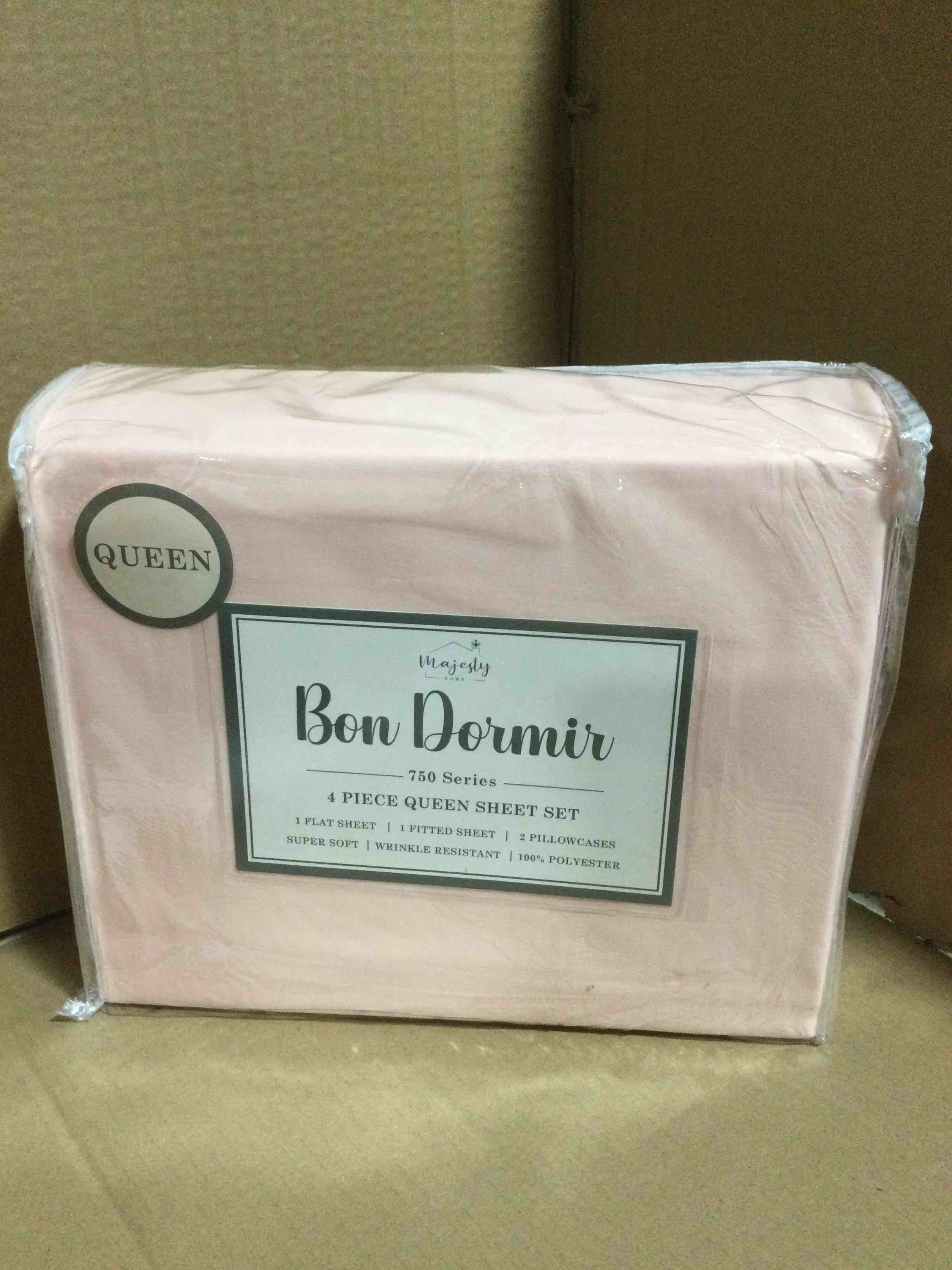 Queen Bon Dormir 750 series 4 piece queen sheet set includes one flat sheet one fitted sheet two pillowcases