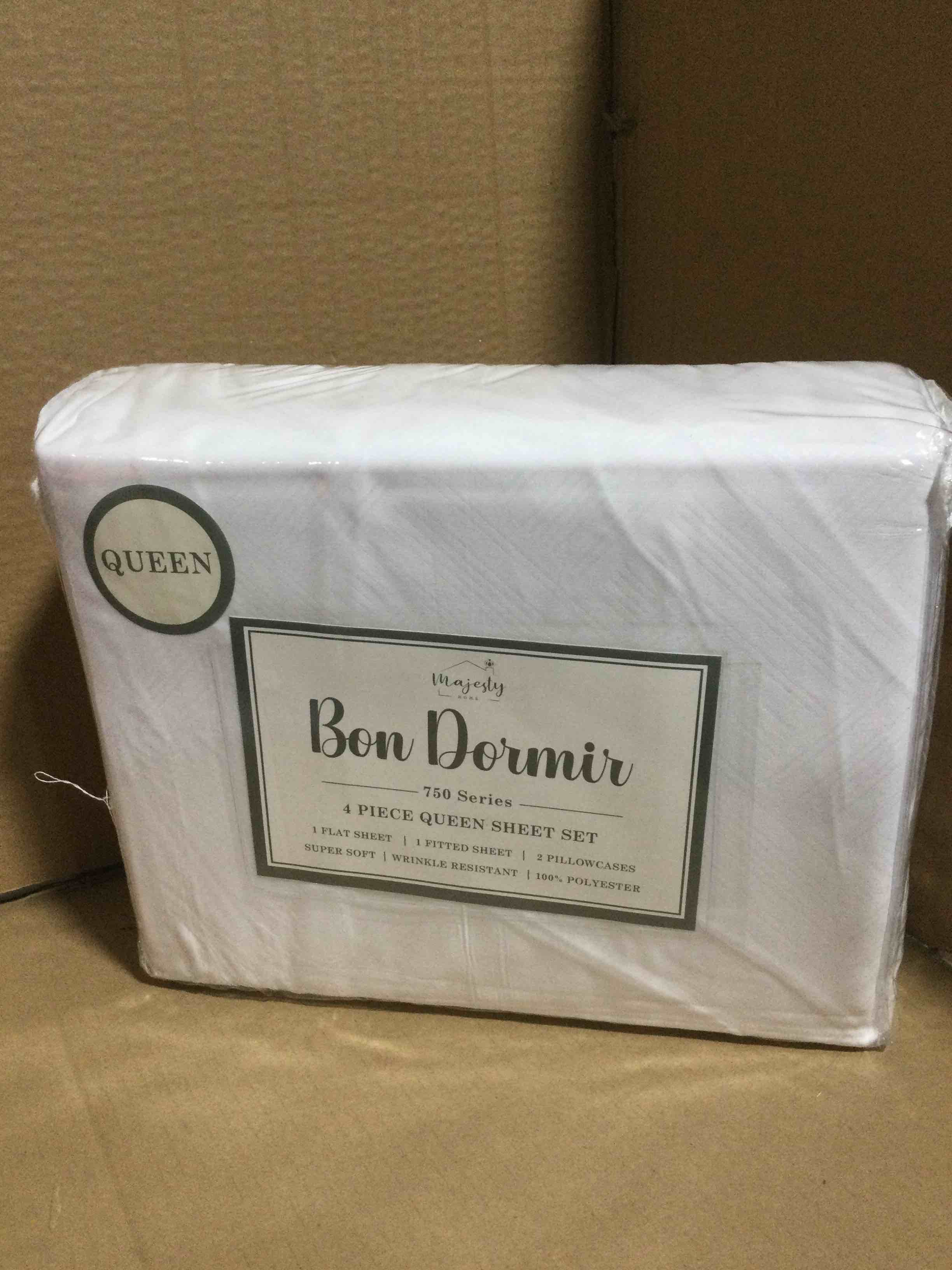 Queen Bon Dormir 750 series 4 piece queen sheet set includes one flat sheet one fitted sheet two pillowcases