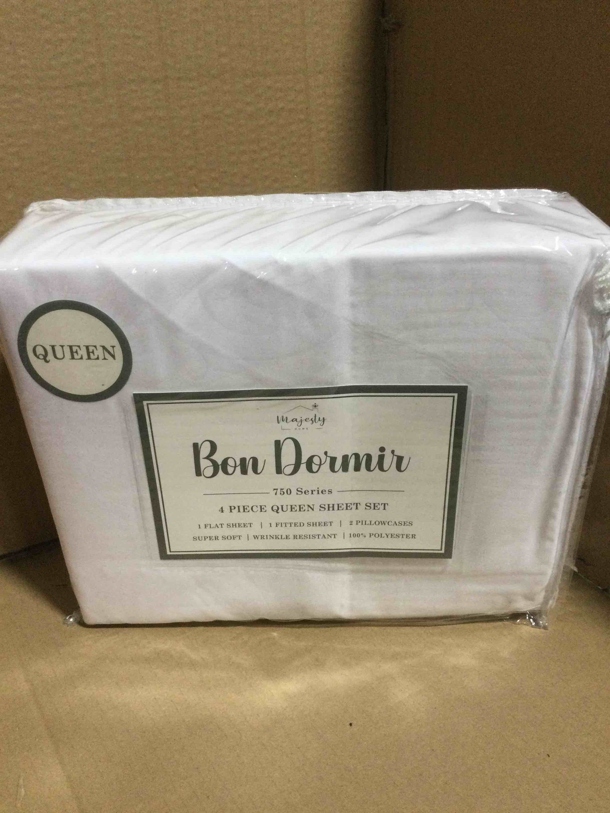 Queen Bon Dormir 750 series 4 piece queen sheet set includes one flat sheet one fitted sheet two pillowcases