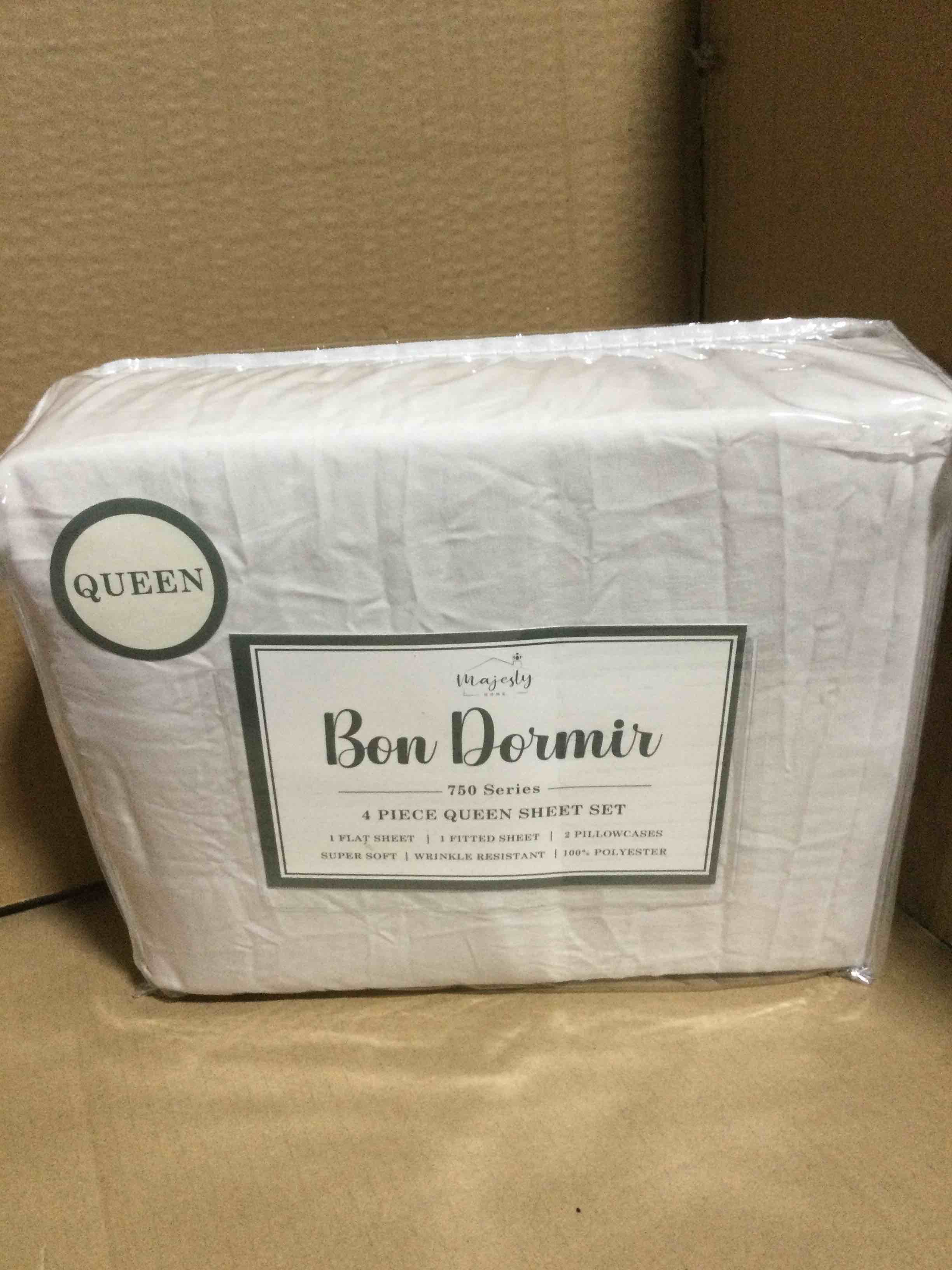 Queen Bon Dormir 750 series 4 piece queen sheet set includes one flat sheet one fitted sheet two pillowcases