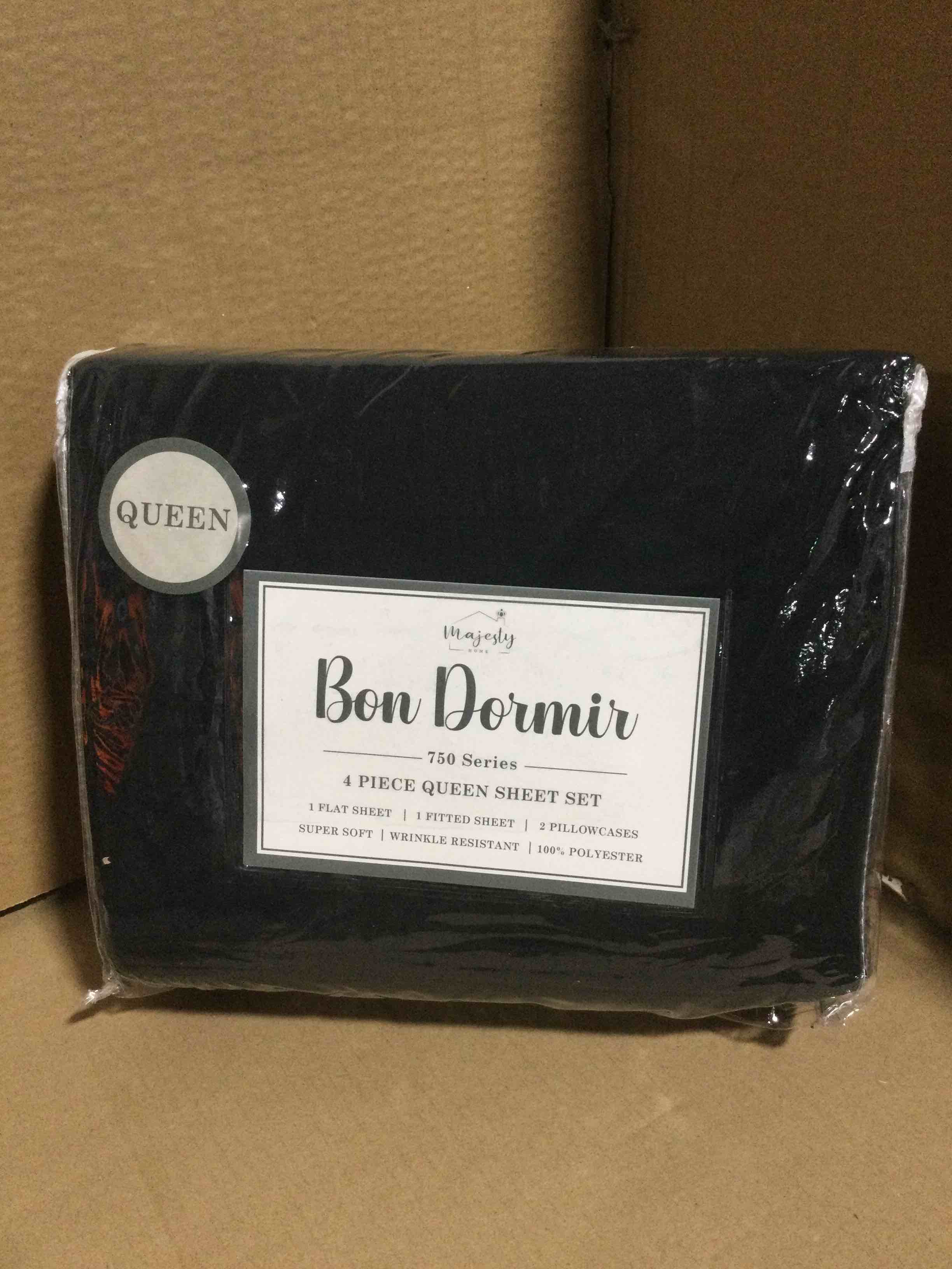 Queen Bon Dormir 750 series 4 piece queen sheet set includes one flat sheet one fitted sheet two pillowcases