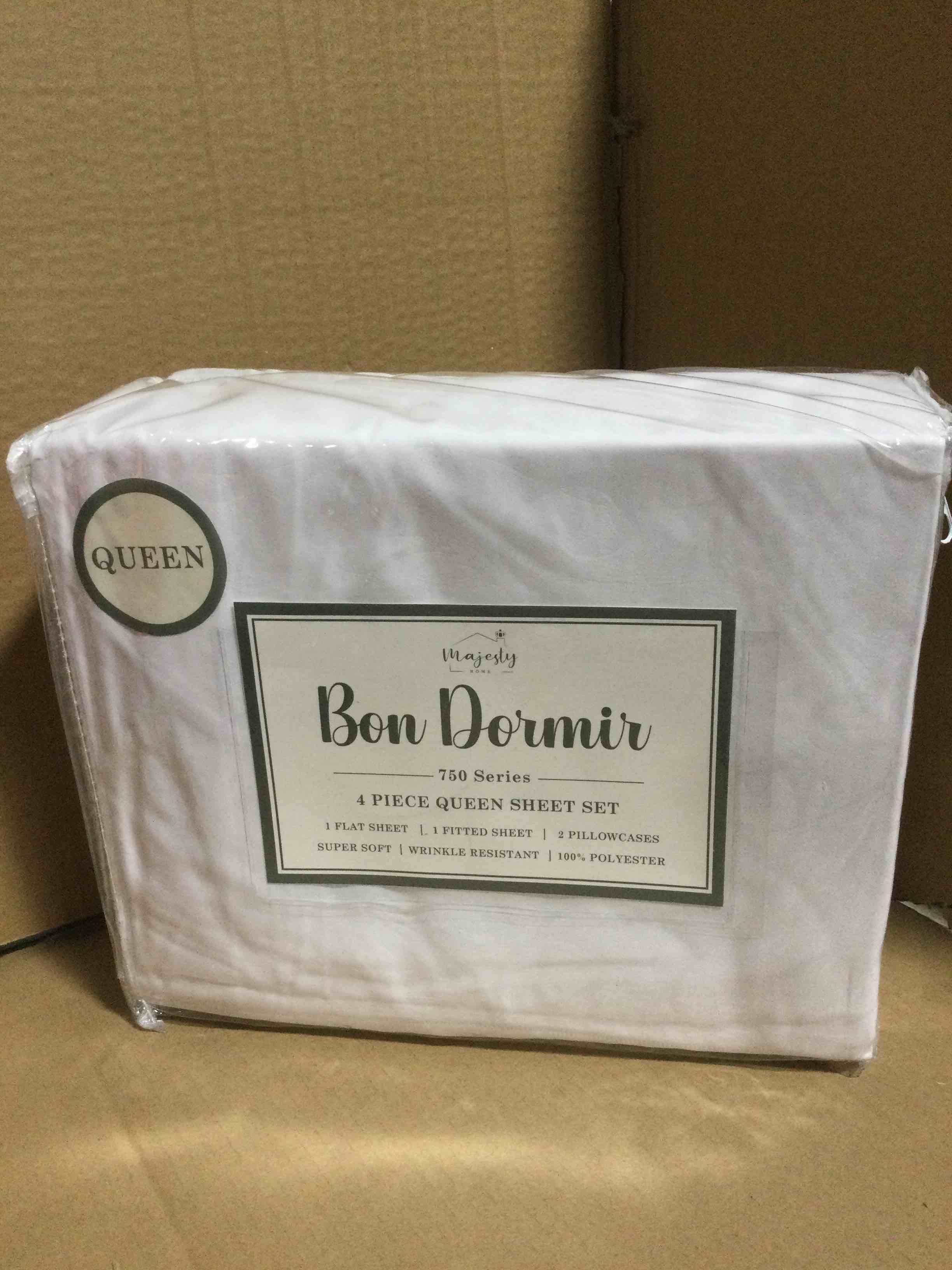 Queen Bon Dormir 750 series 4 piece queen sheet set includes one flat sheet one fitted sheet two pillowcases