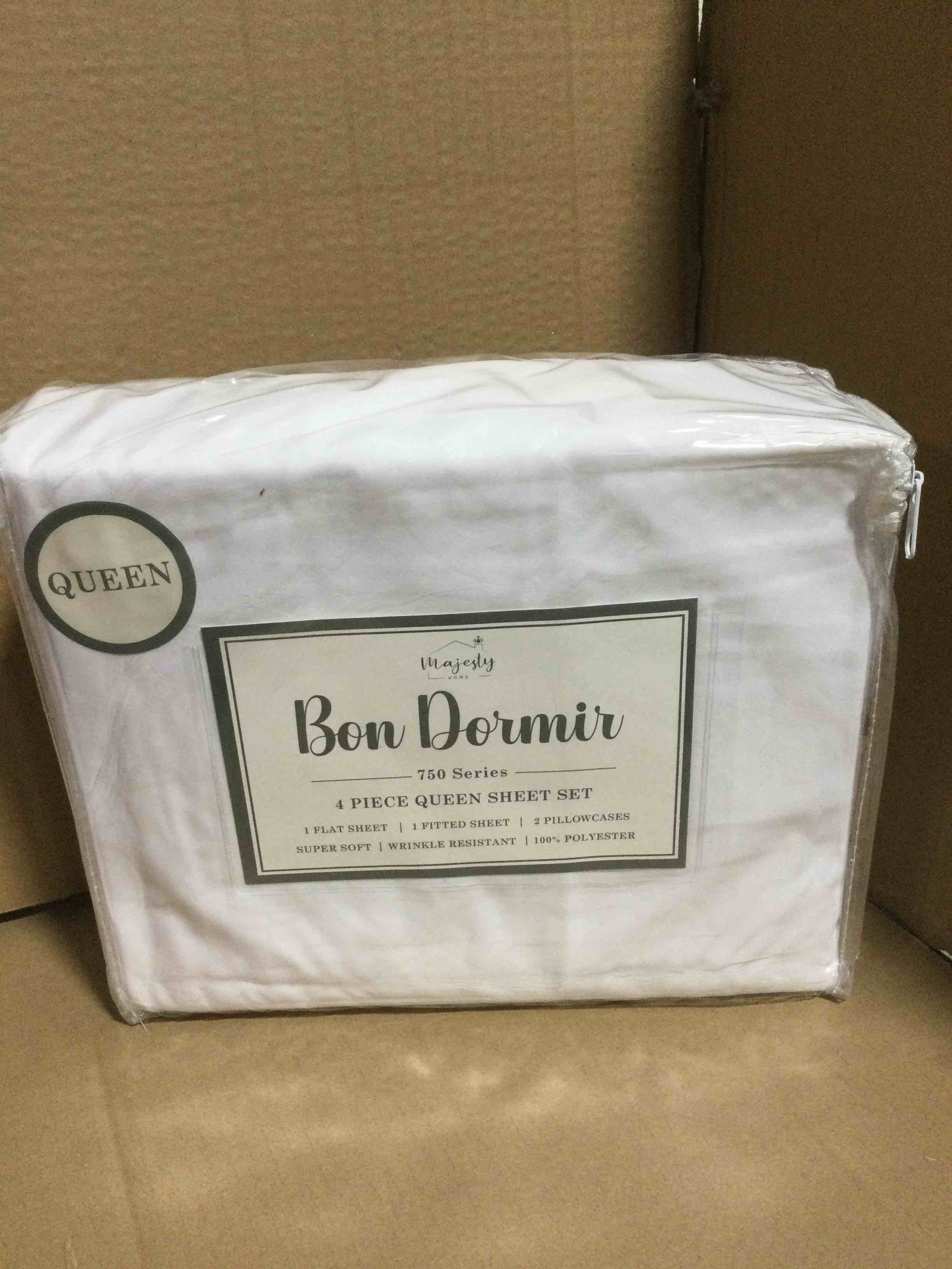 Queen Bon Dormir 750 series 4 piece queen sheet set includes one flat sheet one fitted sheet two pillowcases
