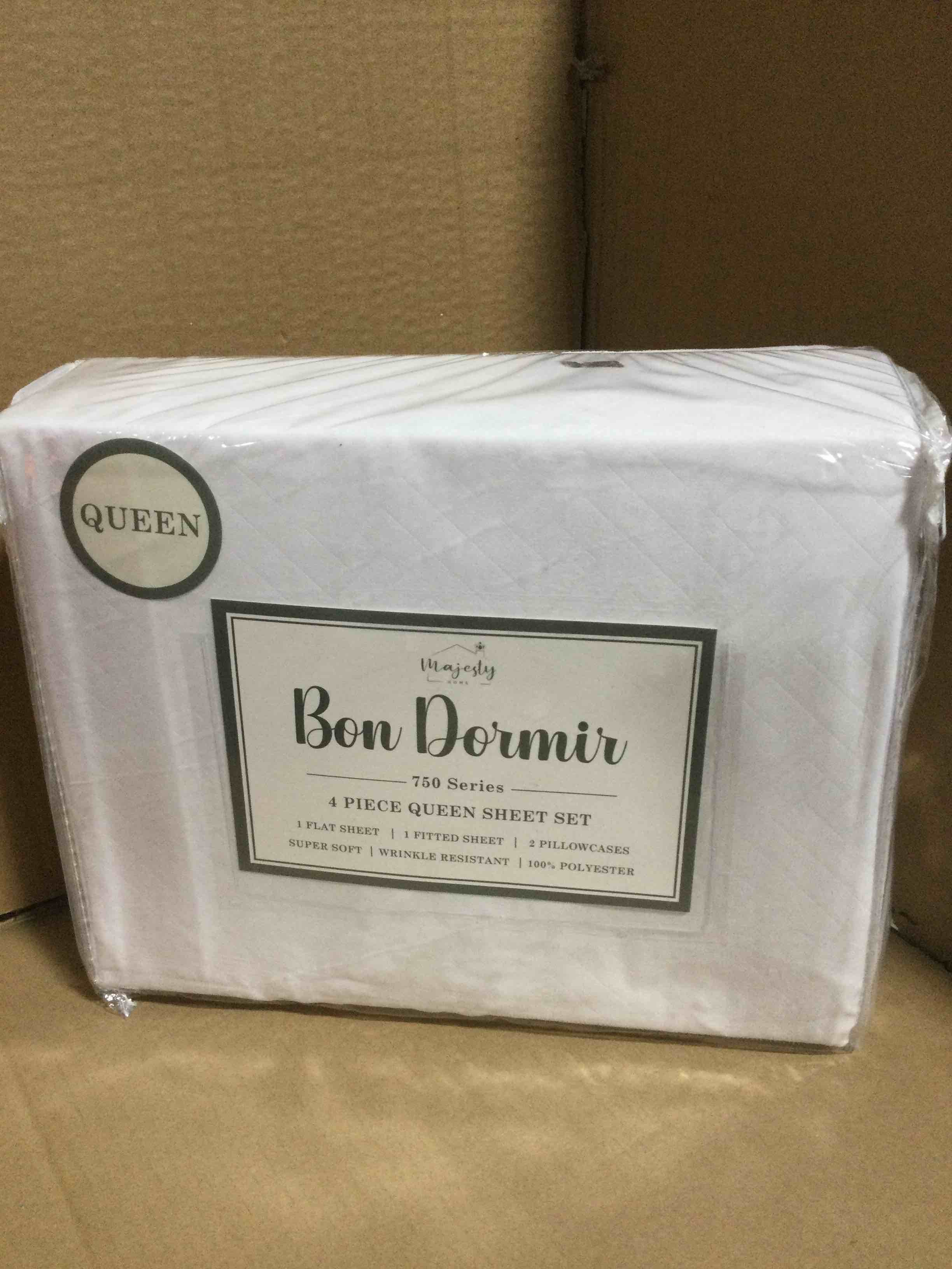 Queen Bon Dormir 750 series 4 piece queen sheet set includes one flat sheet one fitted sheet two pillowcases