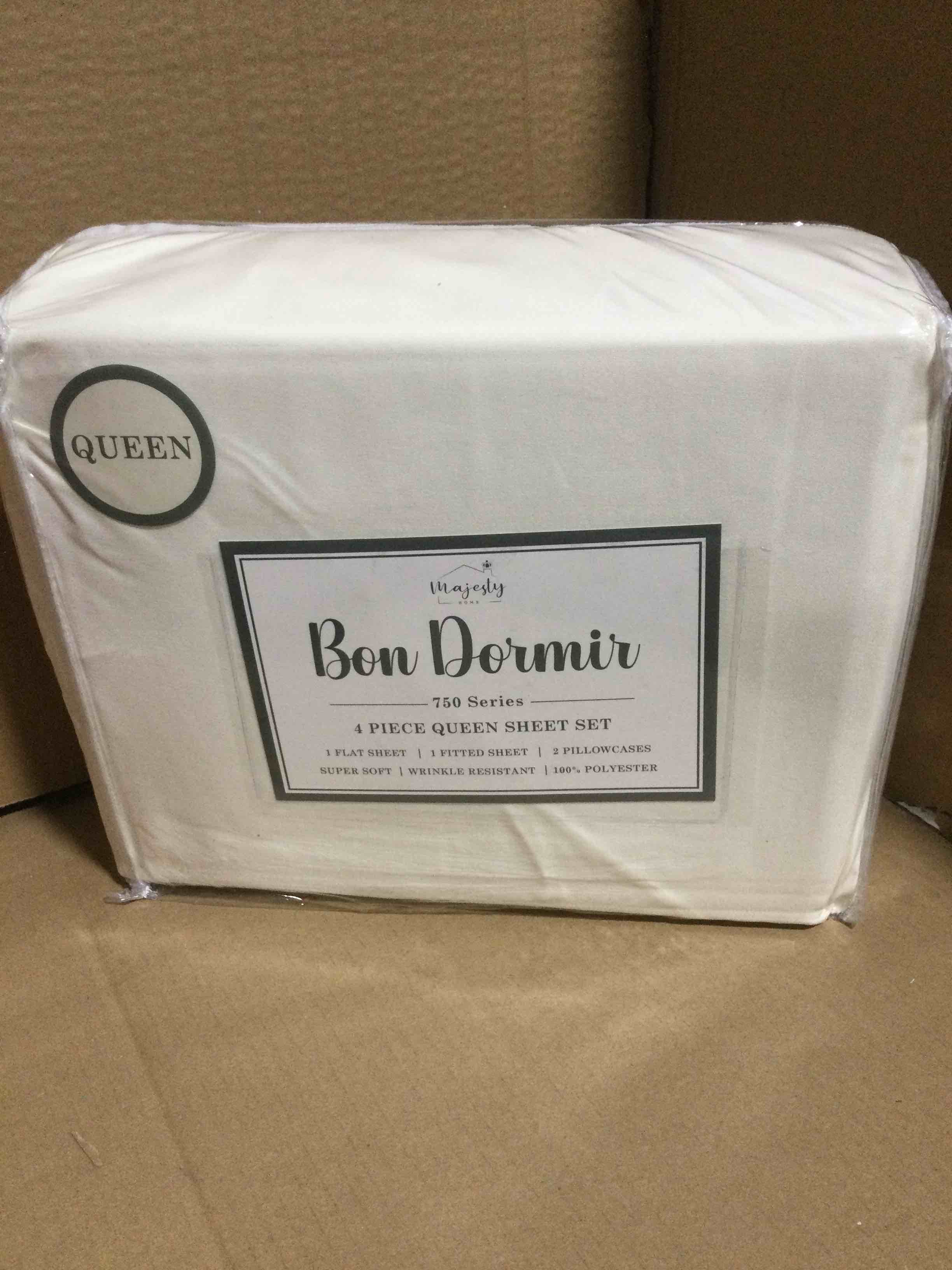 Queen Bon Dormir 750 series 4 piece queen sheet set includes one flat sheet one fitted sheet two pillowcases