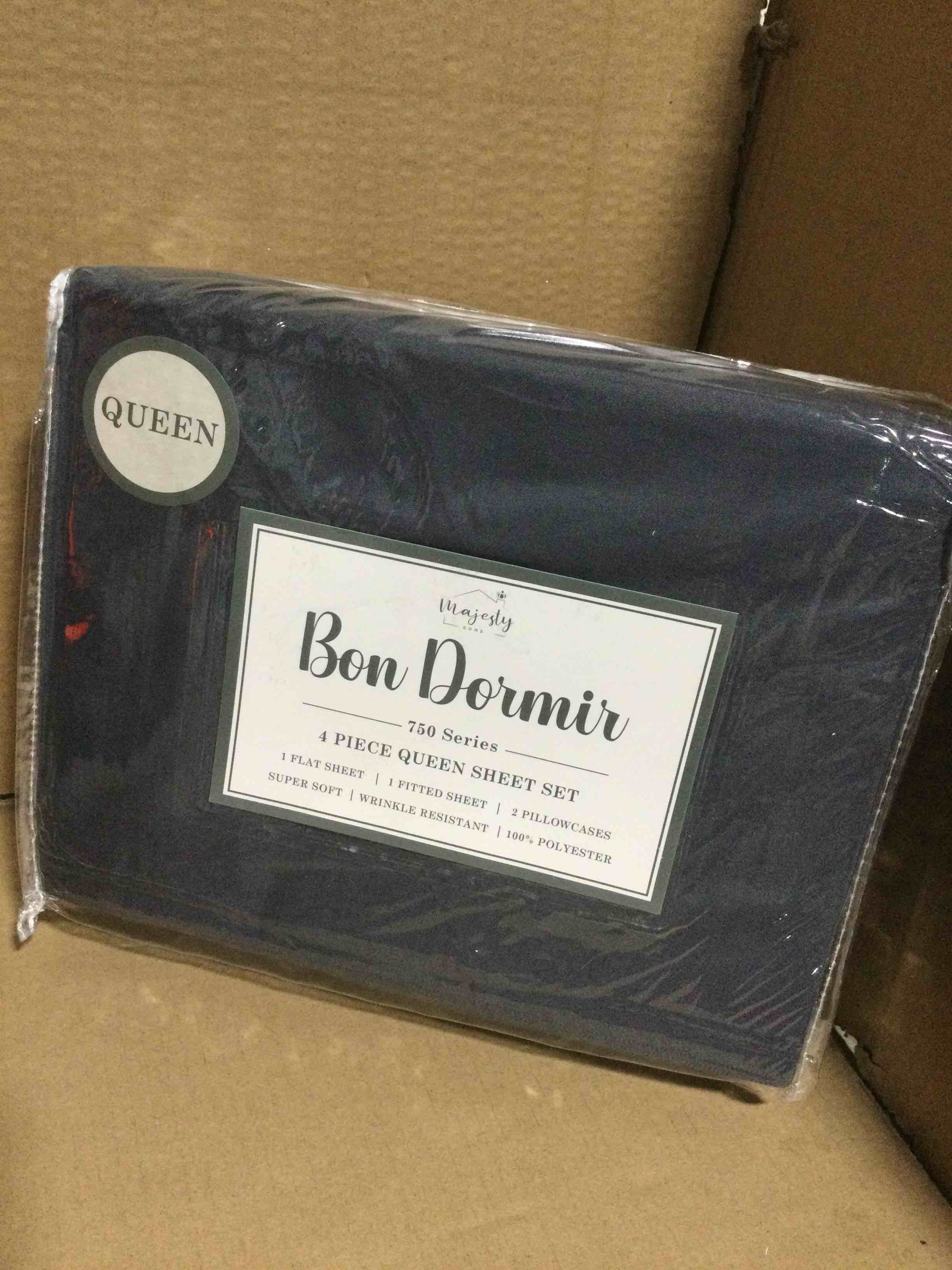 Queen Bon Dormir 750 series 4 piece queen sheet set includes one flat sheet one fitted sheet two pillowcases