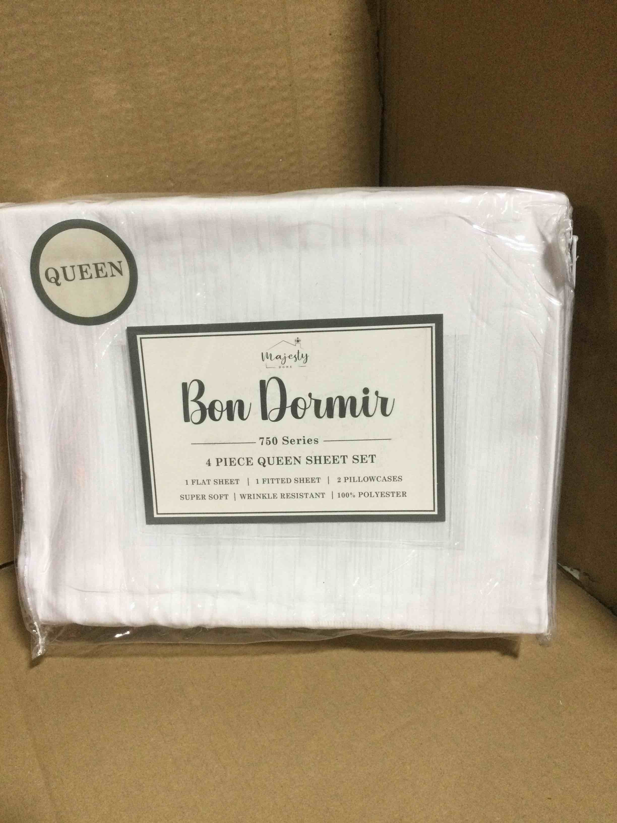 Queen Bon Dormir 750 series 4 piece queen sheet set includes one flat sheet one fitted sheet two pillowcases