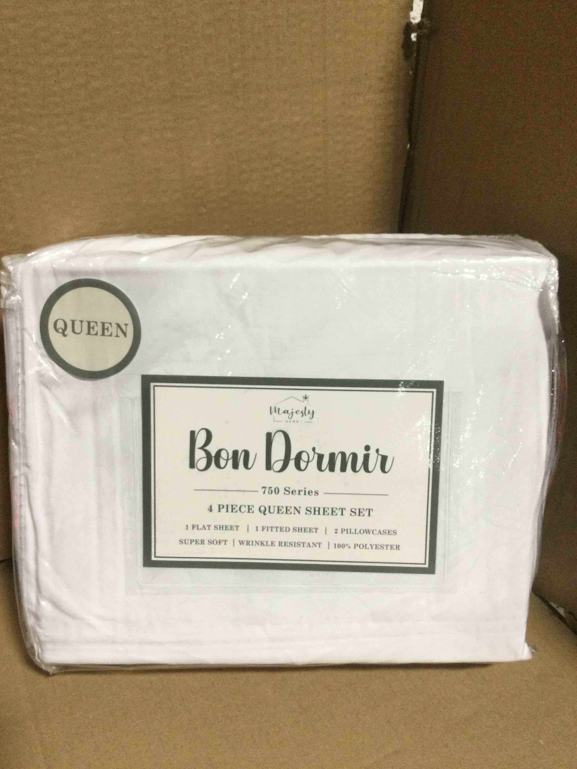Queen Bon Dormir 750 series 4 piece queen sheet set includes one flat sheet one fitted sheet two pillowcases