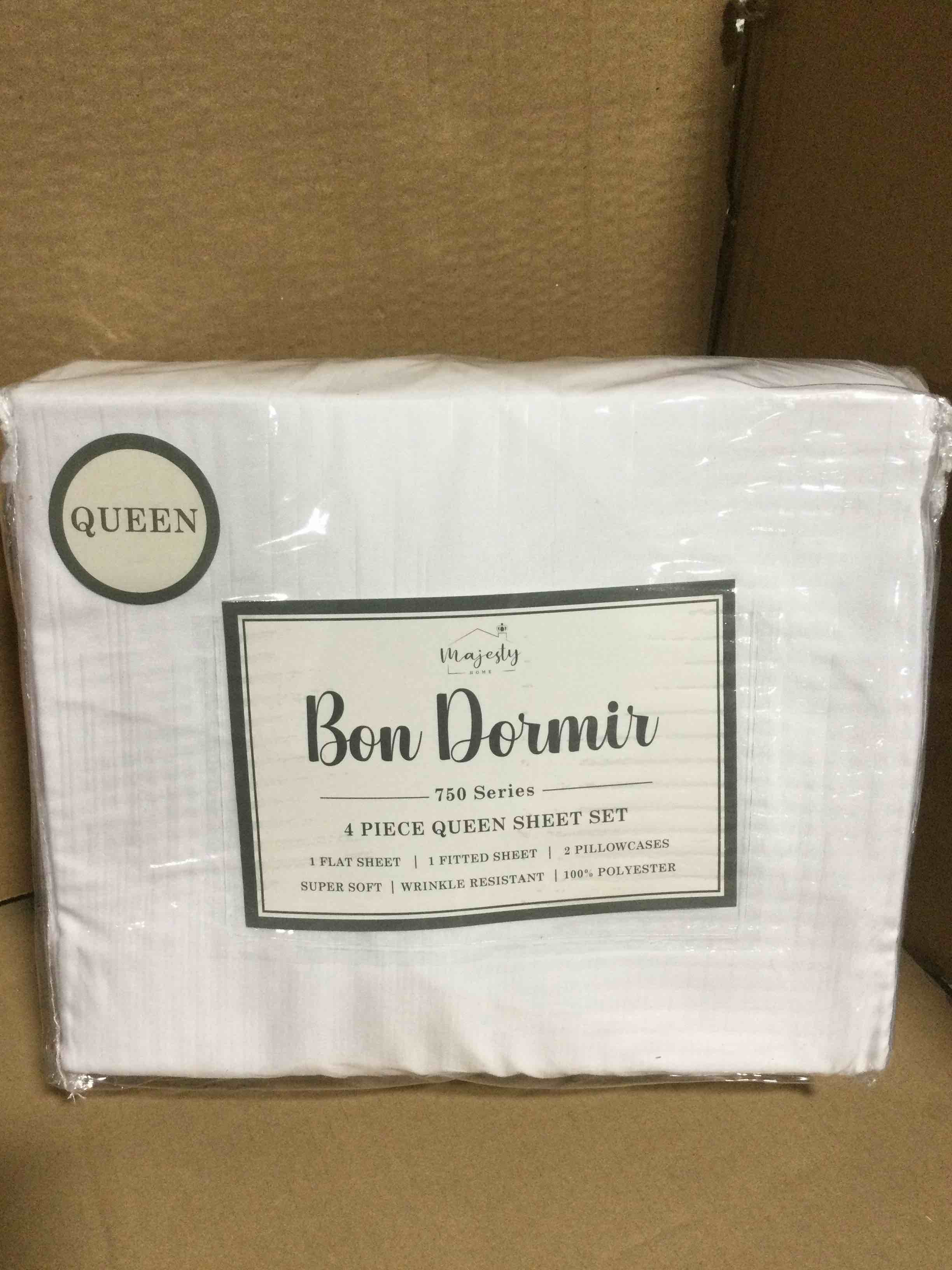 Queen Bon Dormir 750 series 4 piece queen sheet set includes one flat sheet one fitted sheet two pillowcases
