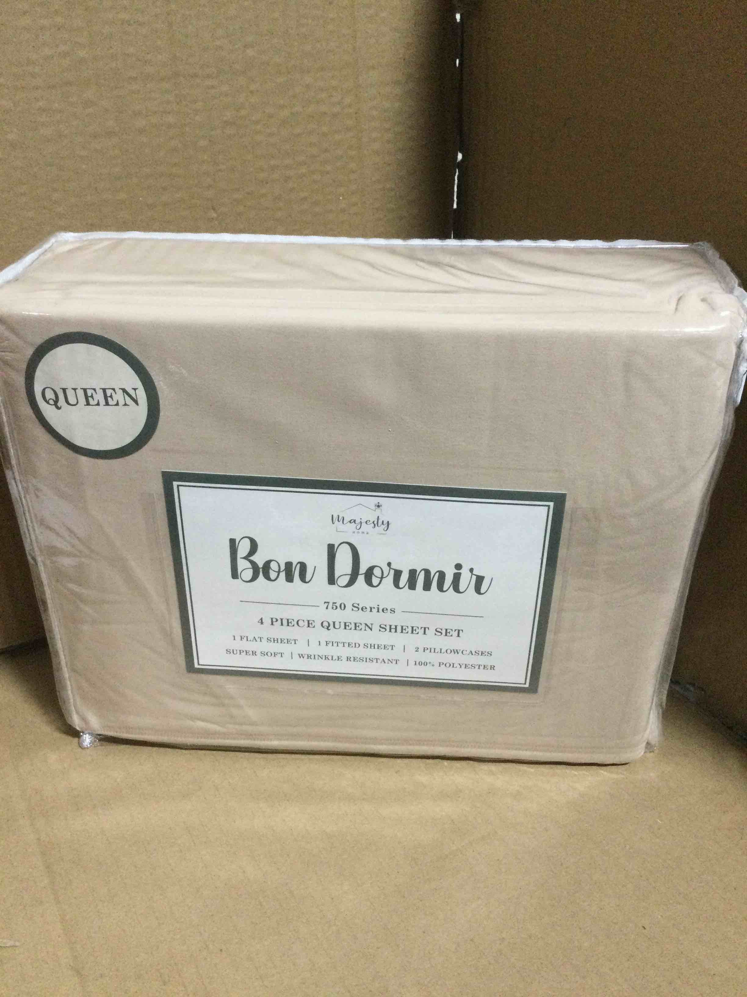 Queen Bon Dormir 750 series 4 piece queen sheet set includes one flat sheet one fitted sheet two pillowcases