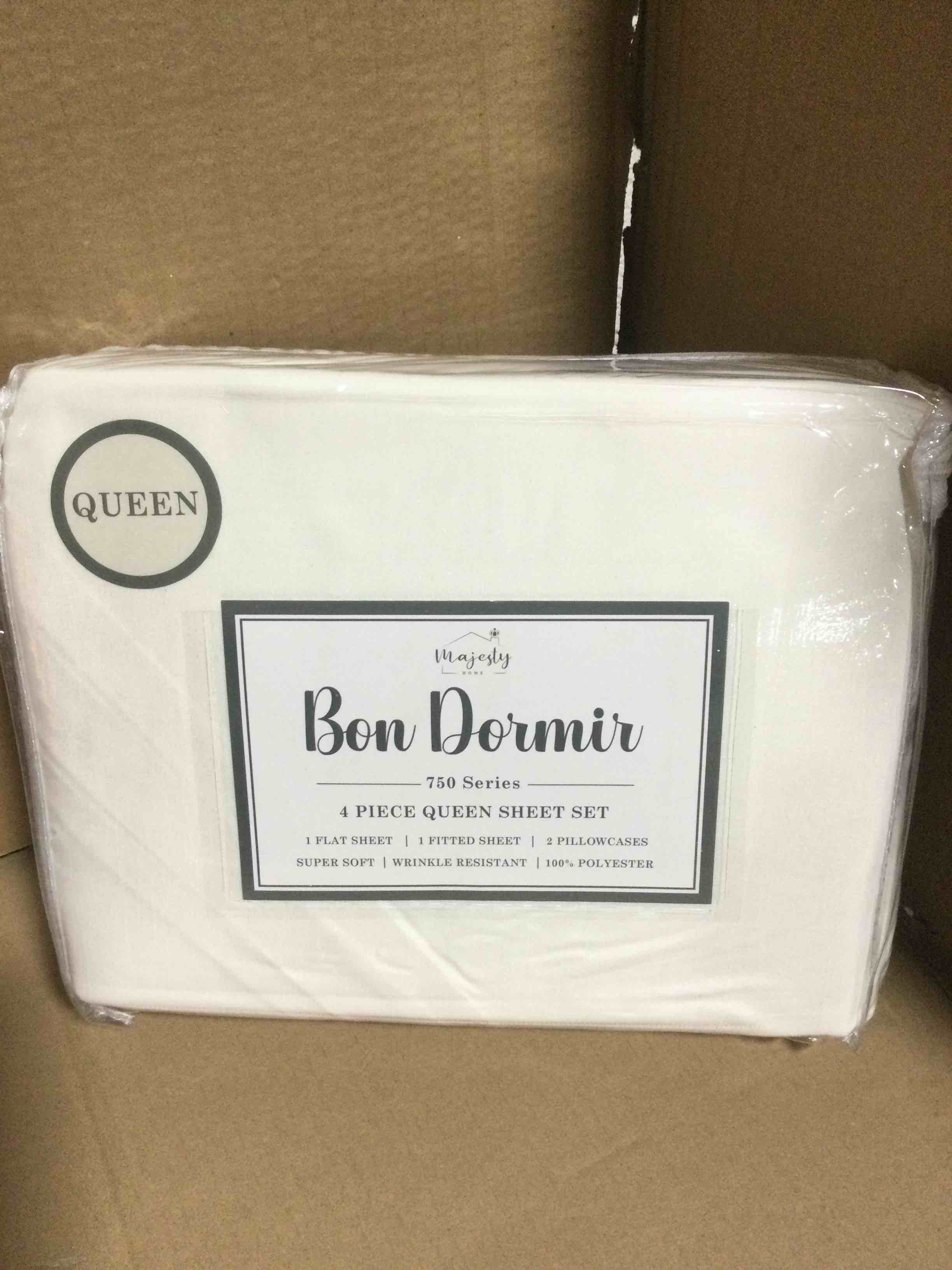 Queen Bon Dormir 750 series 4 piece queen sheet set includes one flat sheet one fitted sheet two pillowcases