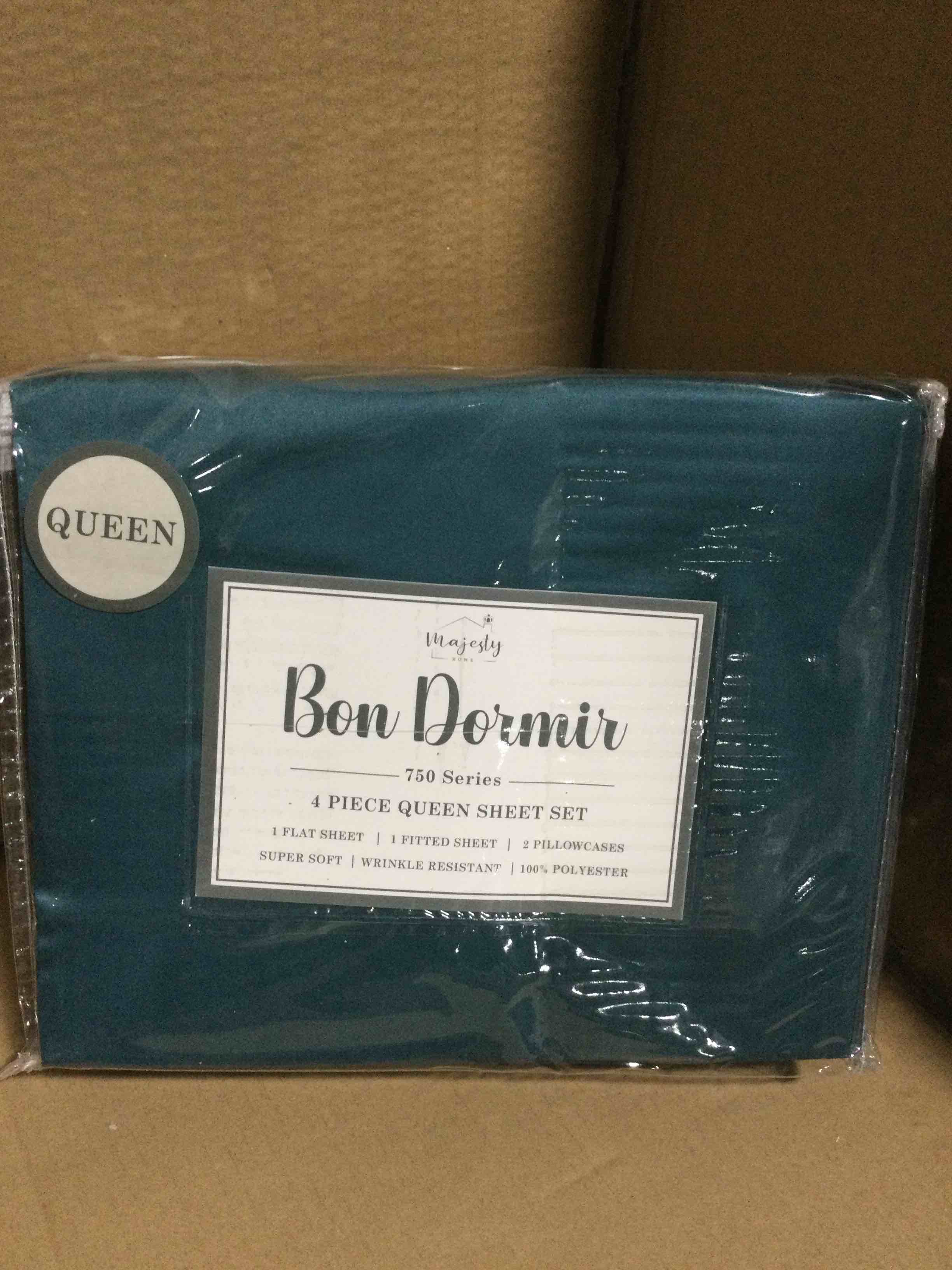 Queen Bon Dormir 750 series 4 piece queen sheet set includes one flat sheet one fitted sheet two pillowcases