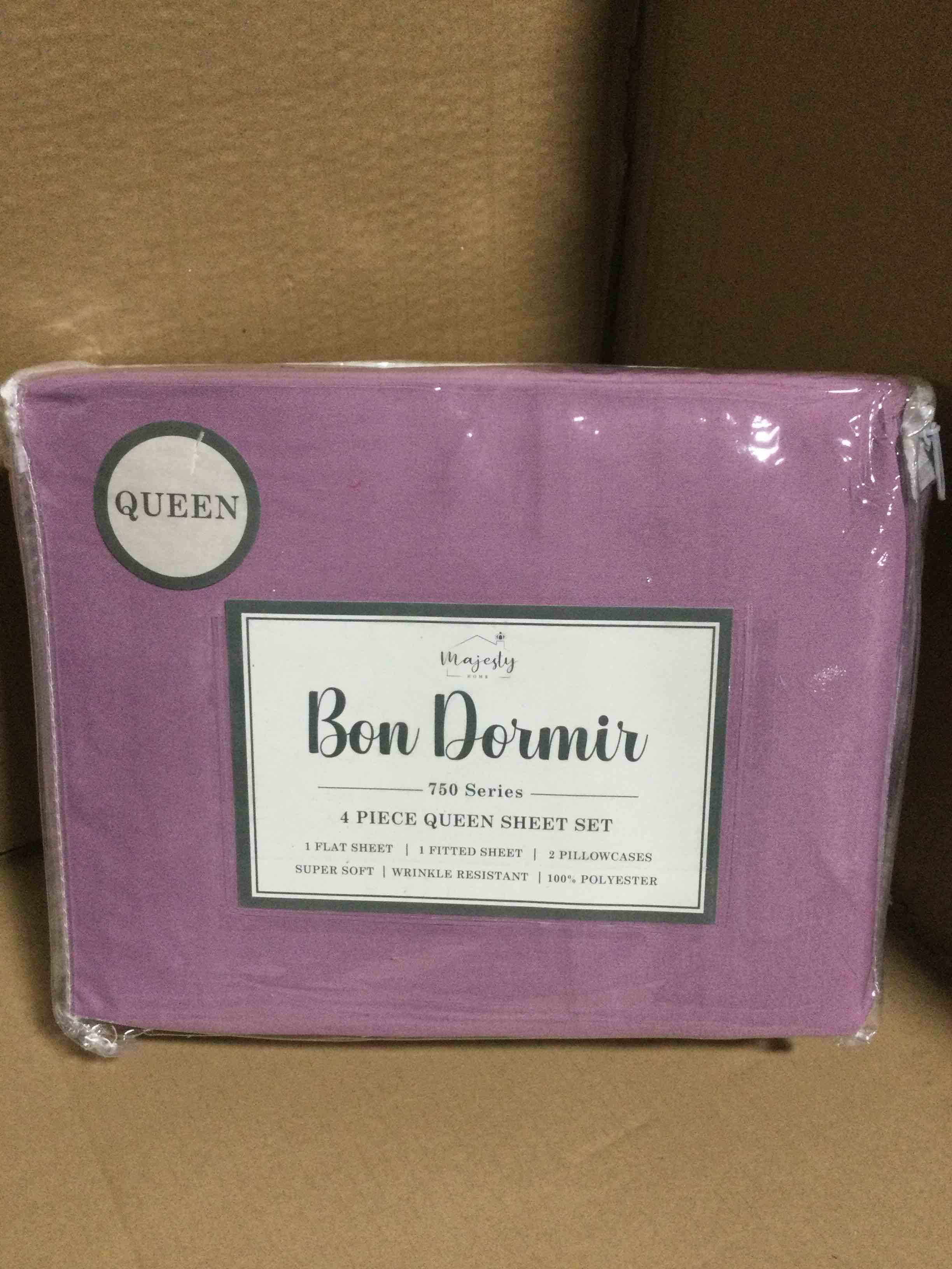Queen Bon Dormir 750 series 4 piece queen sheet set includes one flat sheet one fitted sheet two pillowcases