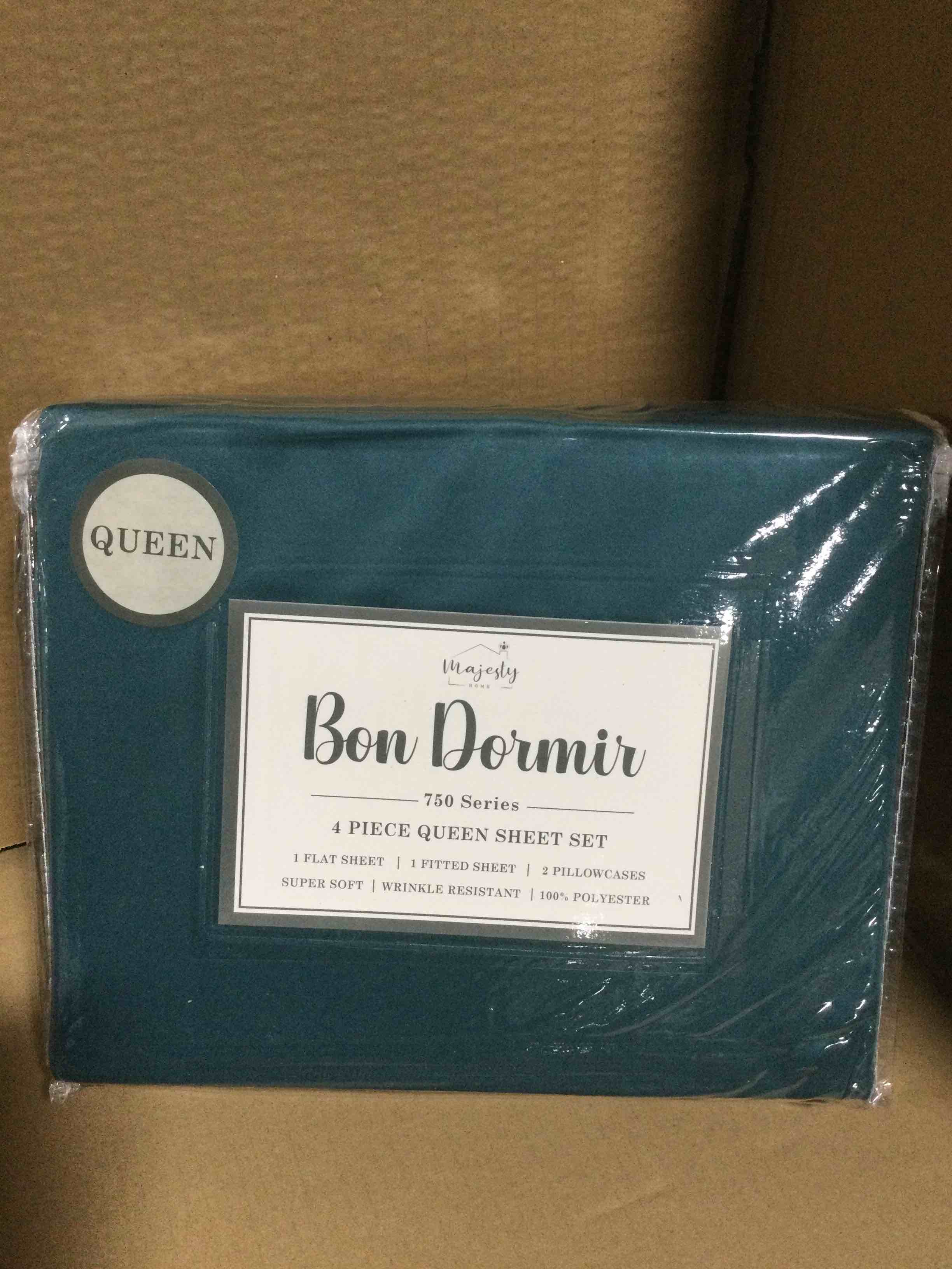 Queen Bon Dormir 750 series 4 piece queen sheet set includes one flat sheet one fitted sheet two pillowcases