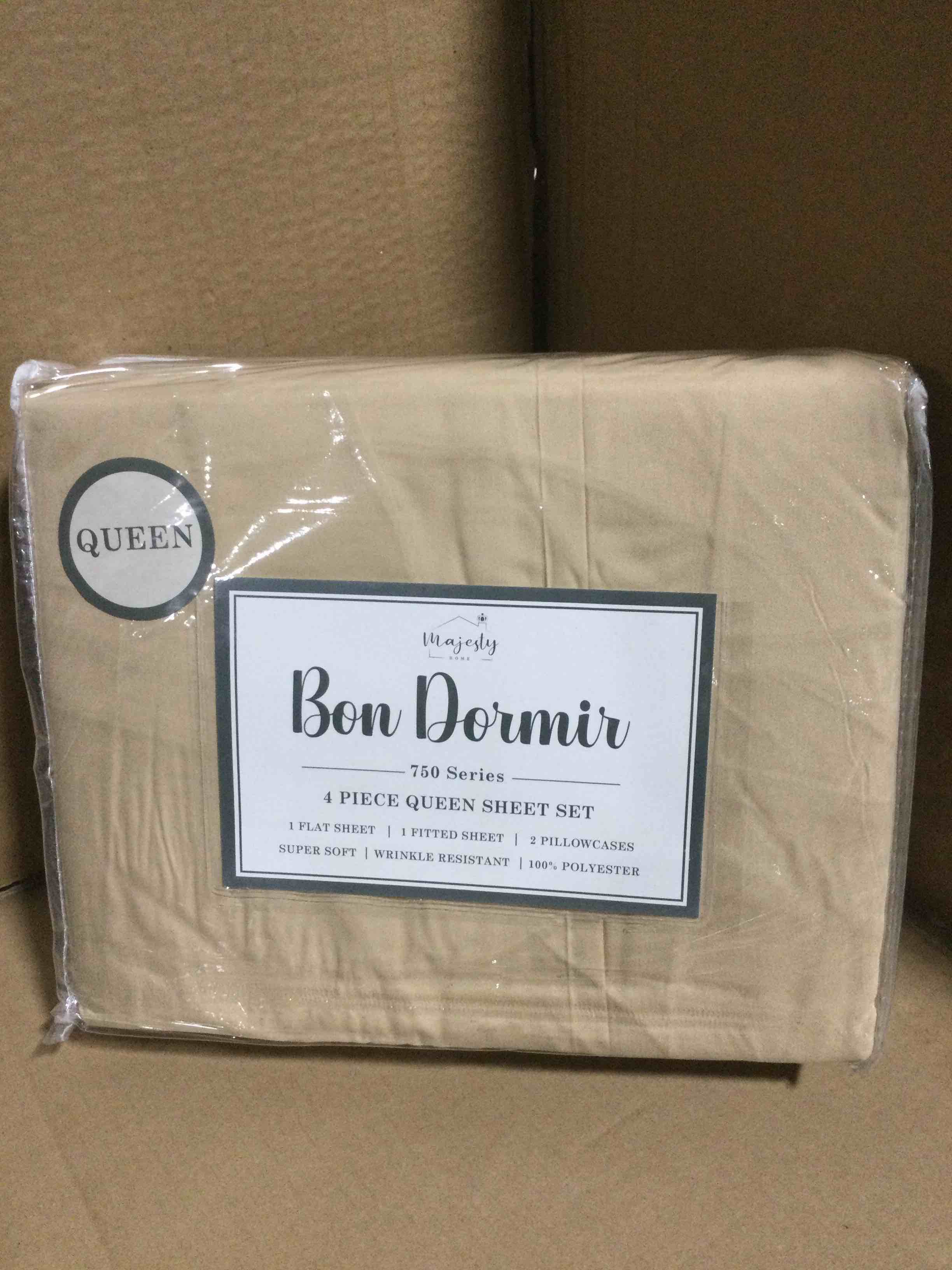 Queen Bon Dormir 750 series 4 piece queen sheet set includes one flat sheet one fitted sheet two pillowcases