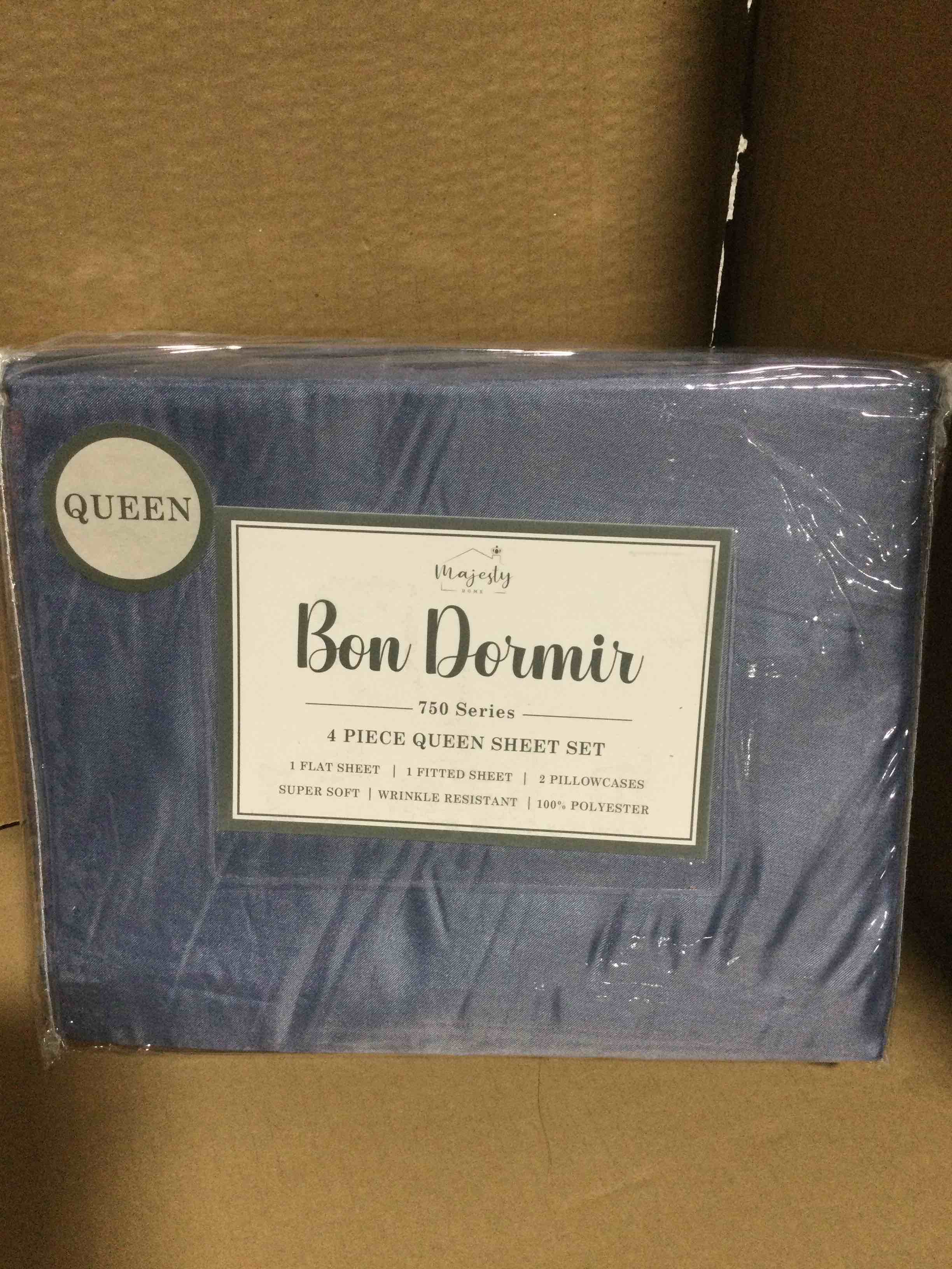 Queen Bon Dormir 750 series 4 piece queen sheet set includes one flat sheet one fitted sheet two pillowcases