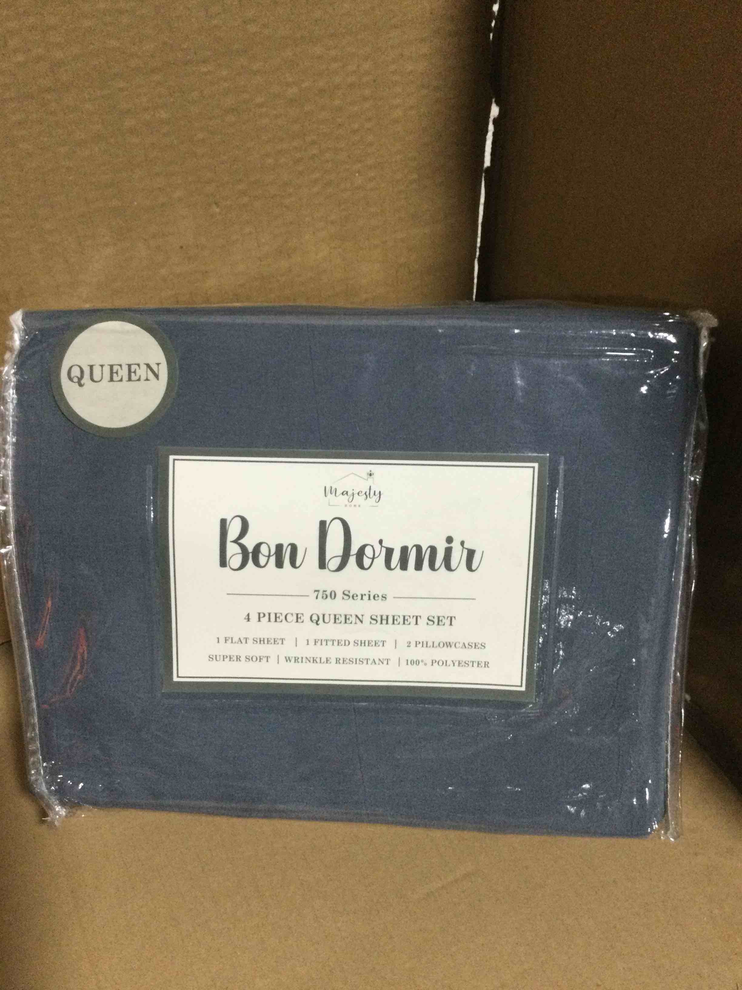 Queen Bon Dormir 750 series 4 piece queen sheet set includes one flat sheet one fitted sheet two pillowcases