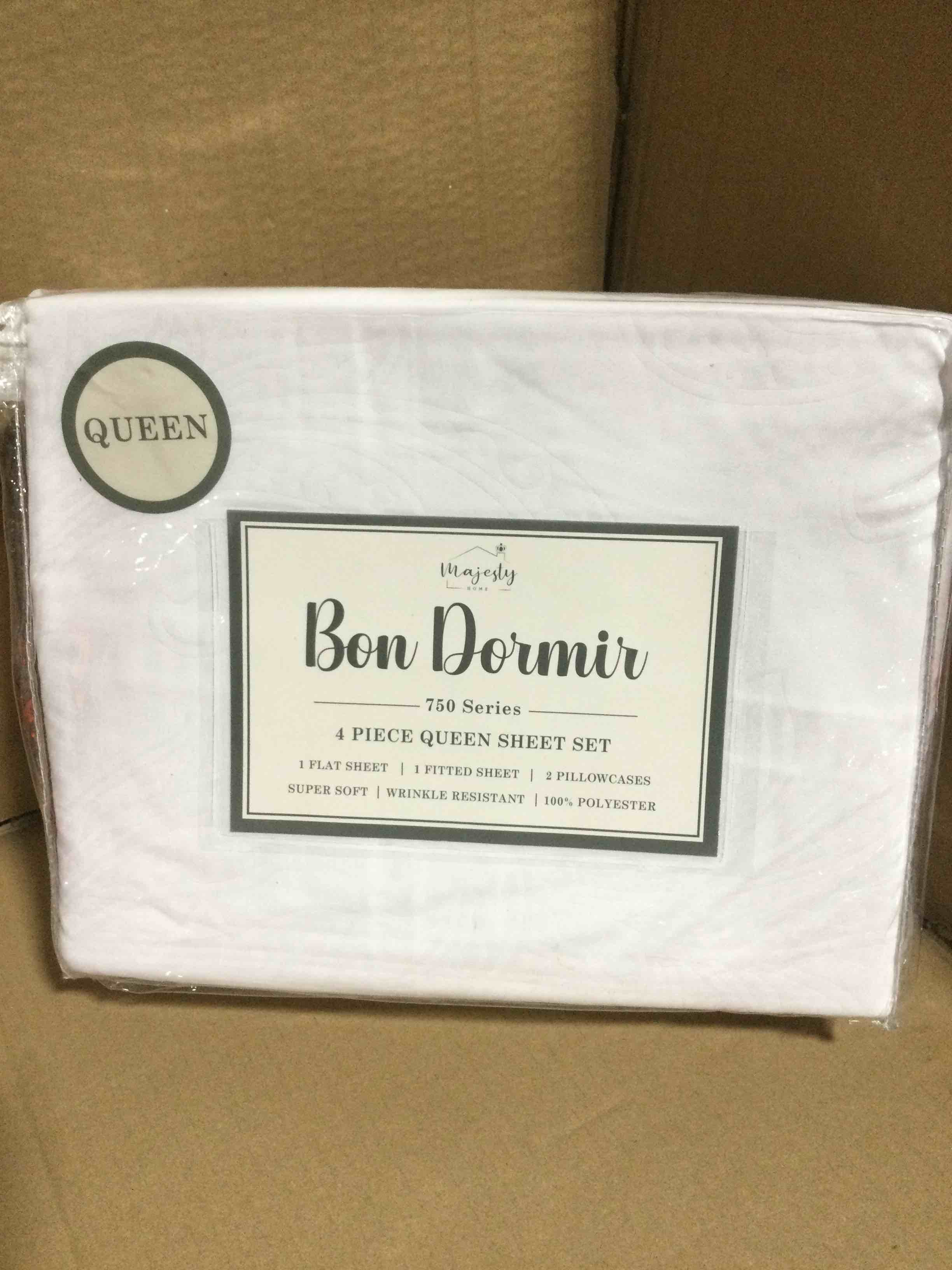 Queen Bon Dormir 750 series 4 piece queen sheet set includes one flat sheet one fitted sheet two pillowcases