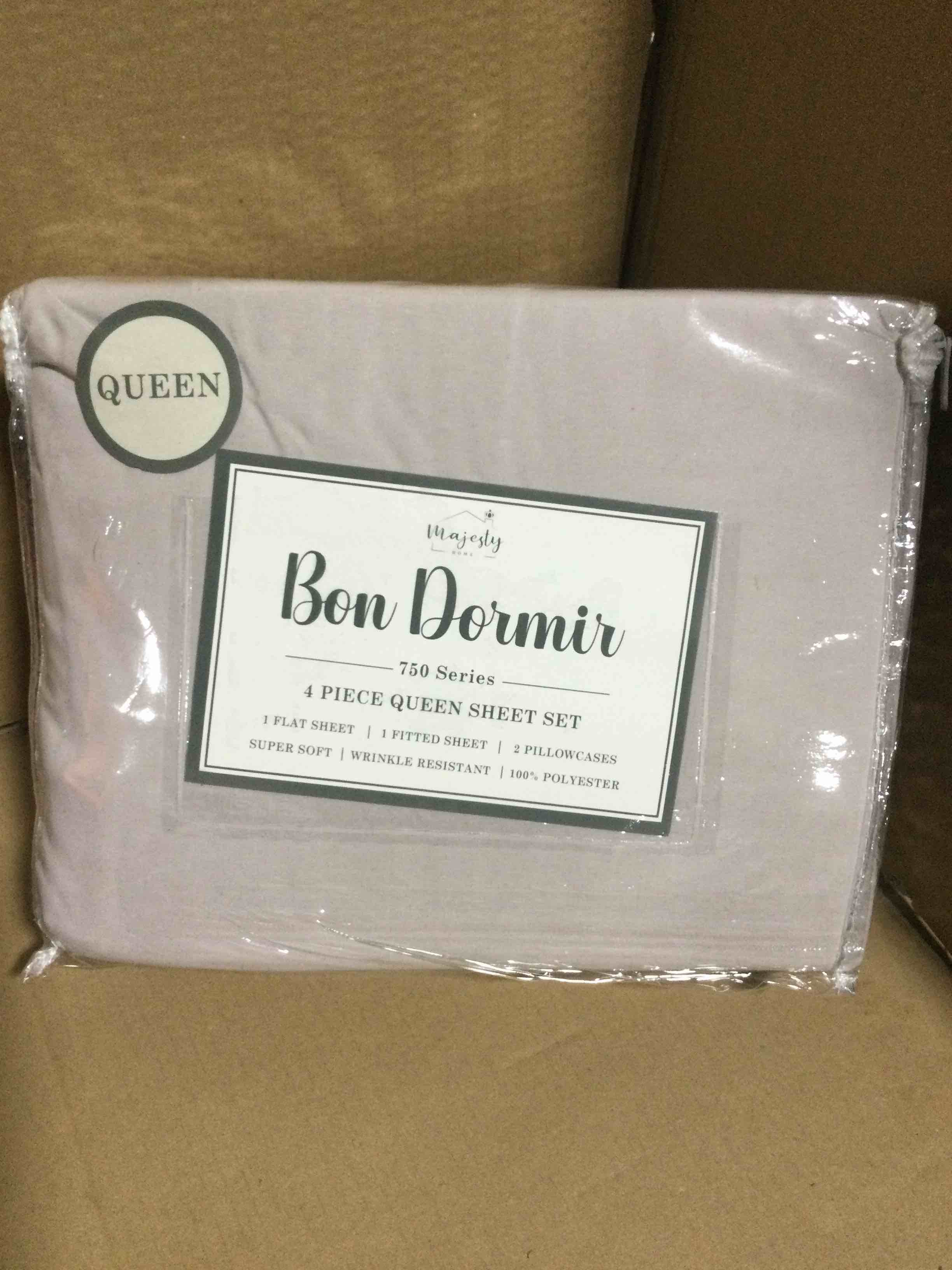 Queen Bon Dormir 750 series 4 piece queen sheet set includes one flat sheet one fitted sheet two pillowcases