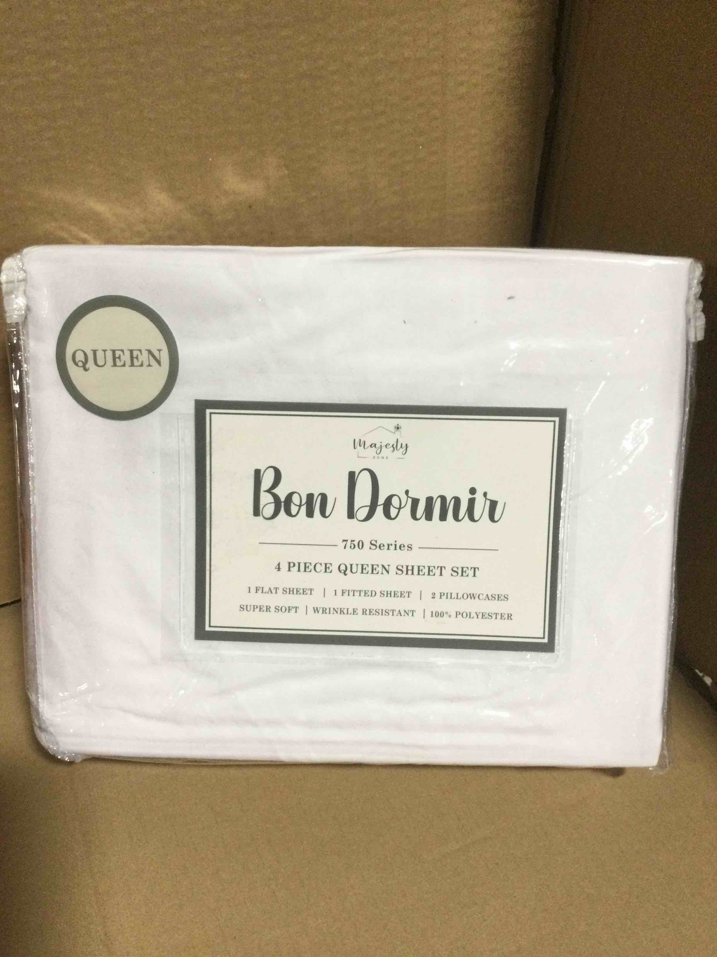 Queen Bon Dormir 750 series 4 piece queen sheet set includes one flat sheet one fitted sheet two pillowcases