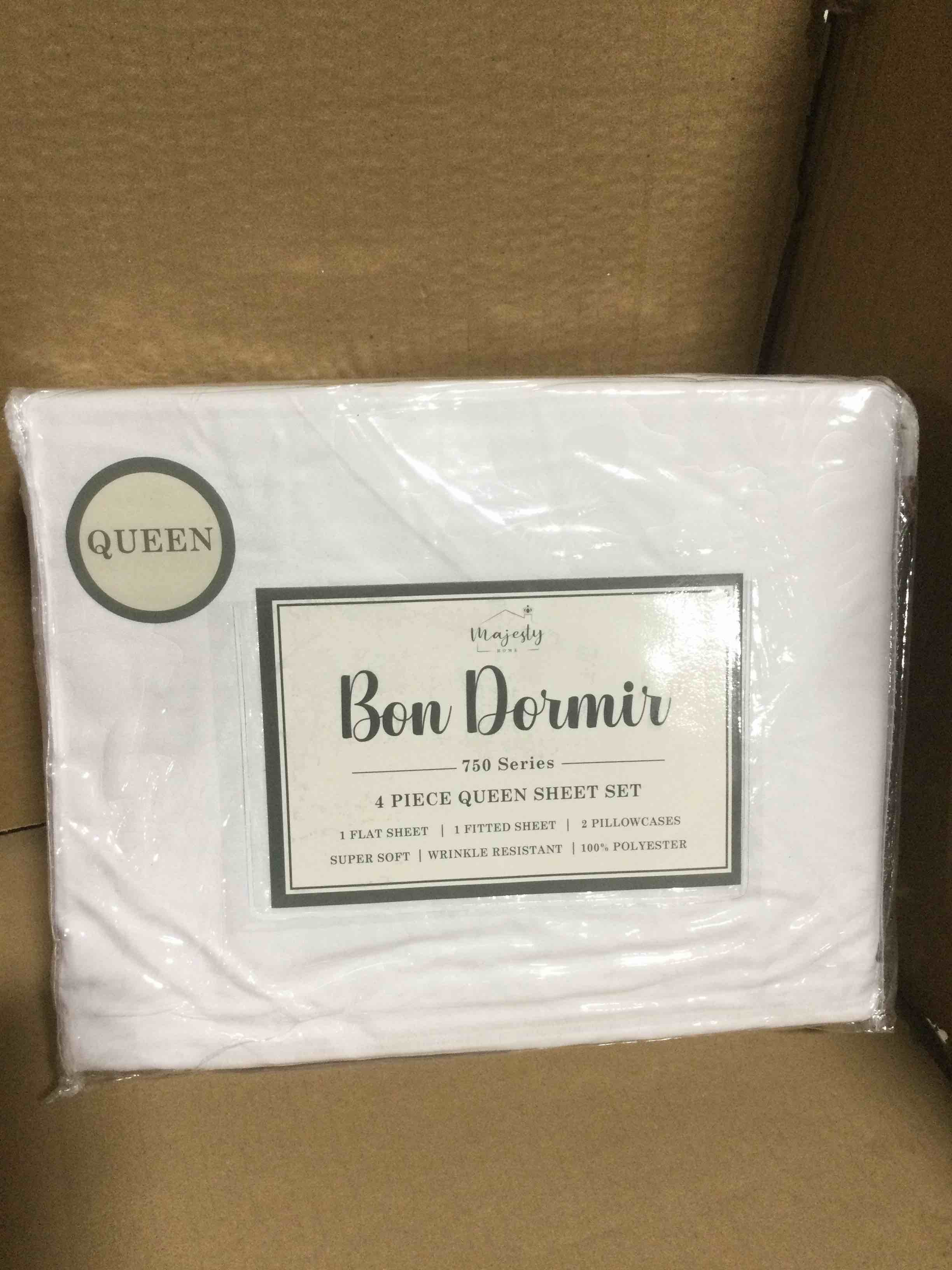 Queen Bon Dormir 750 series 4 piece queen sheet set includes one flat sheet one fitted sheet two pillowcases