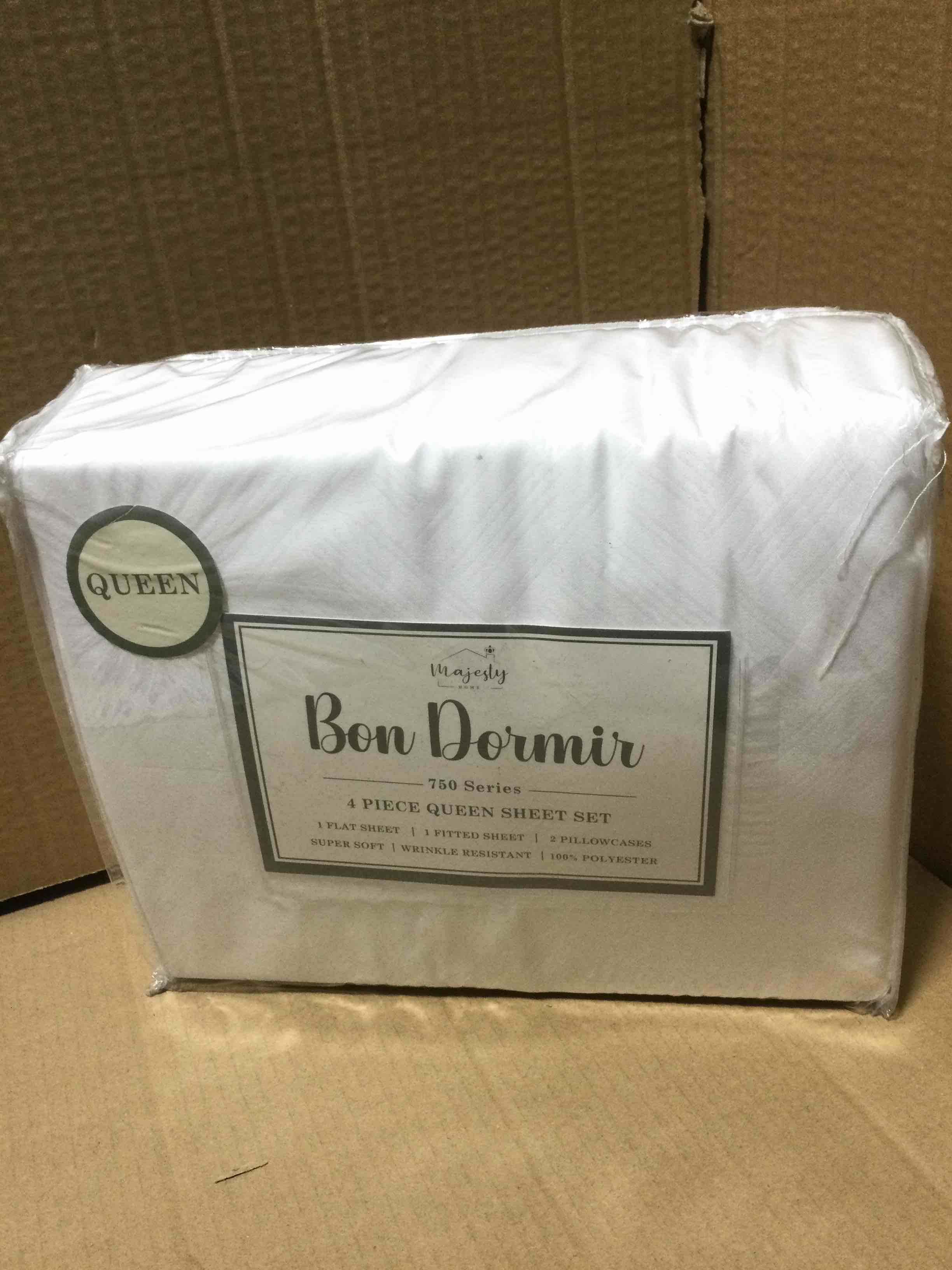 Queen Bon Dormir 750 series 4 piece queen sheet set includes one flat sheet one fitted sheet two pillowcases